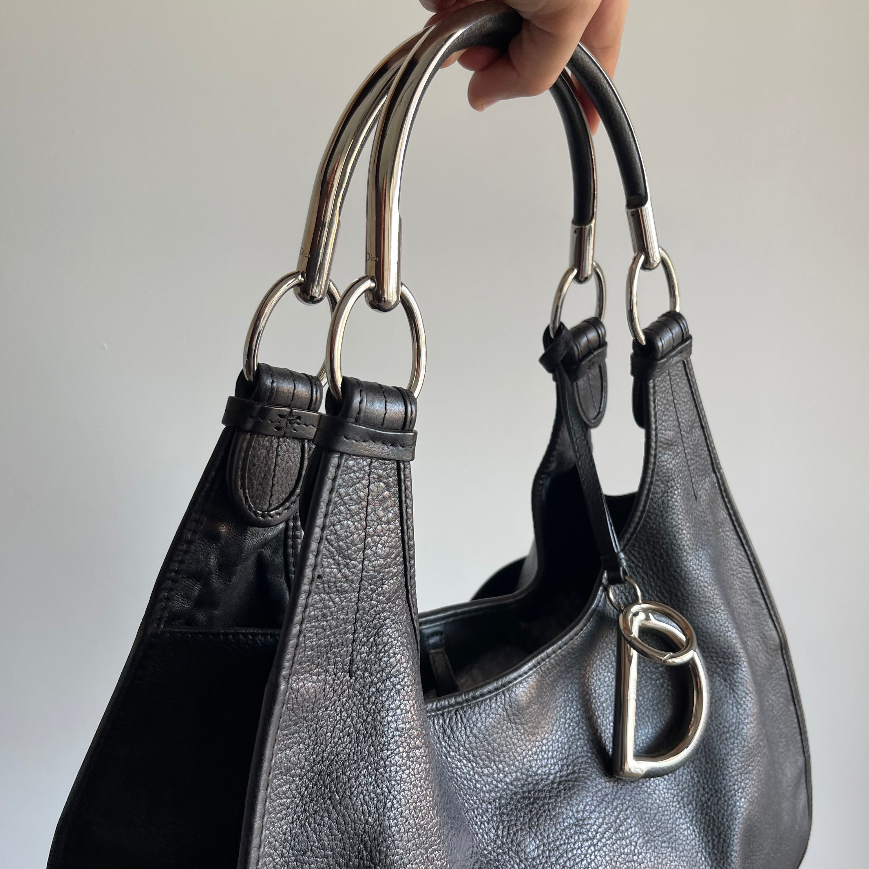 Christian Dior D Leather Shoulder Bag