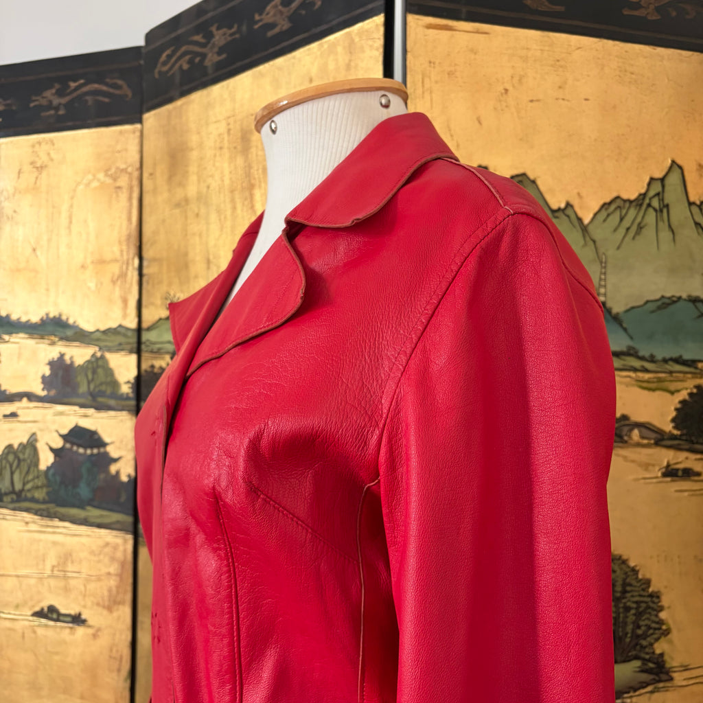Dolce & Gabbana Red Leather Trench Coat