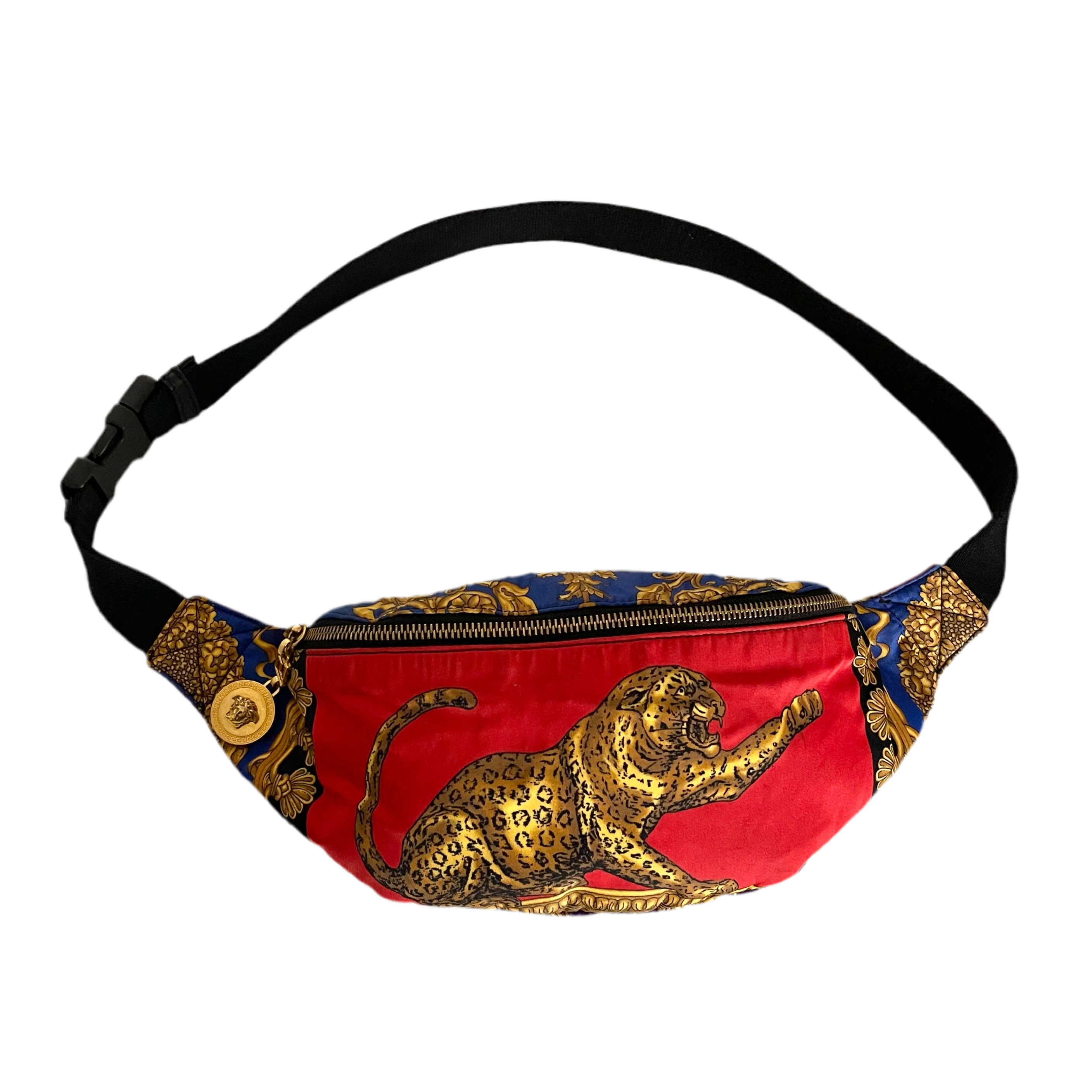 Versace Baroque and Leopard Print Nylon Belt Bag