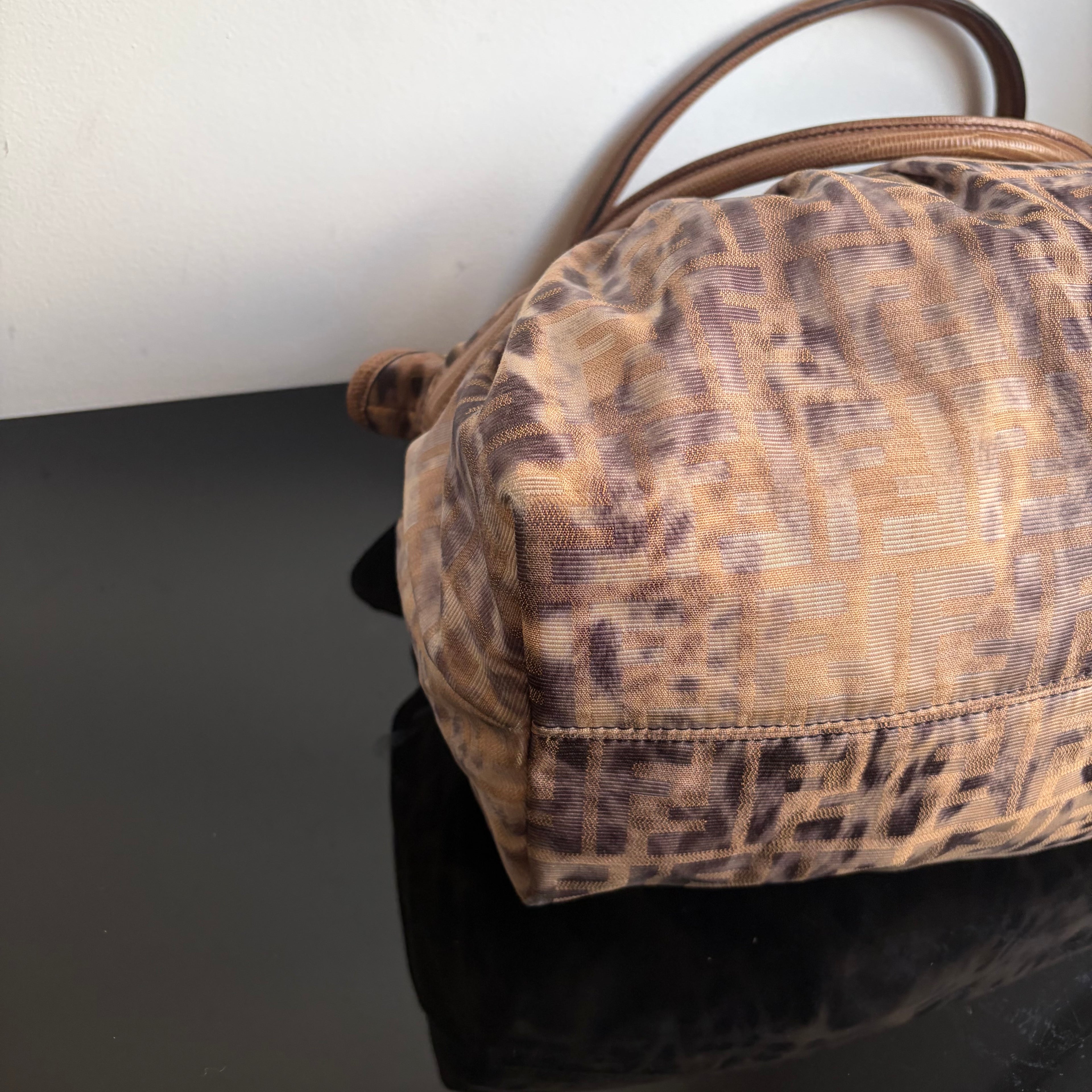 Fendi 2000s Large Lizard-Trimmed Zucca Chef Tote