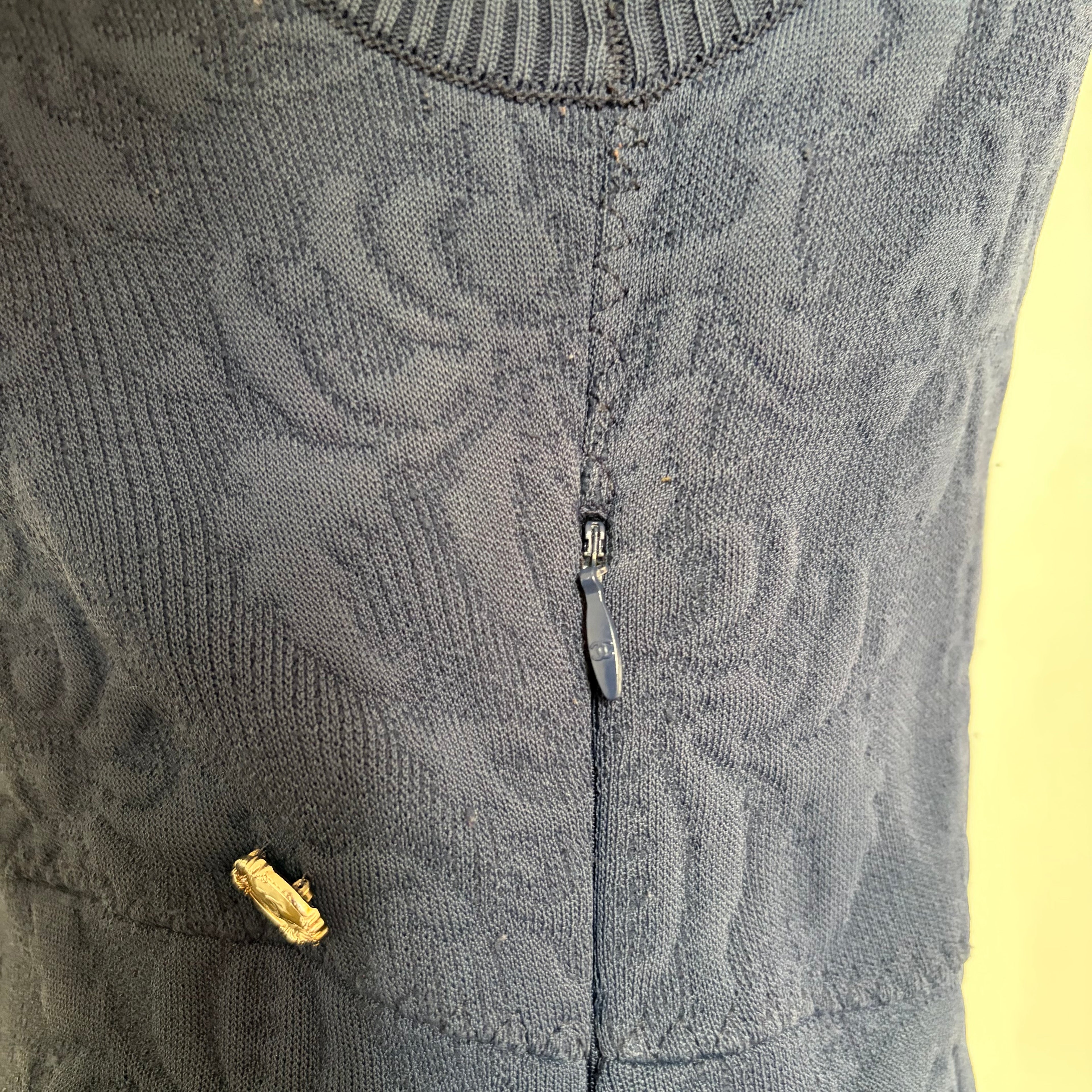 Chanel Blue Embossed Jacquard Knit Dress