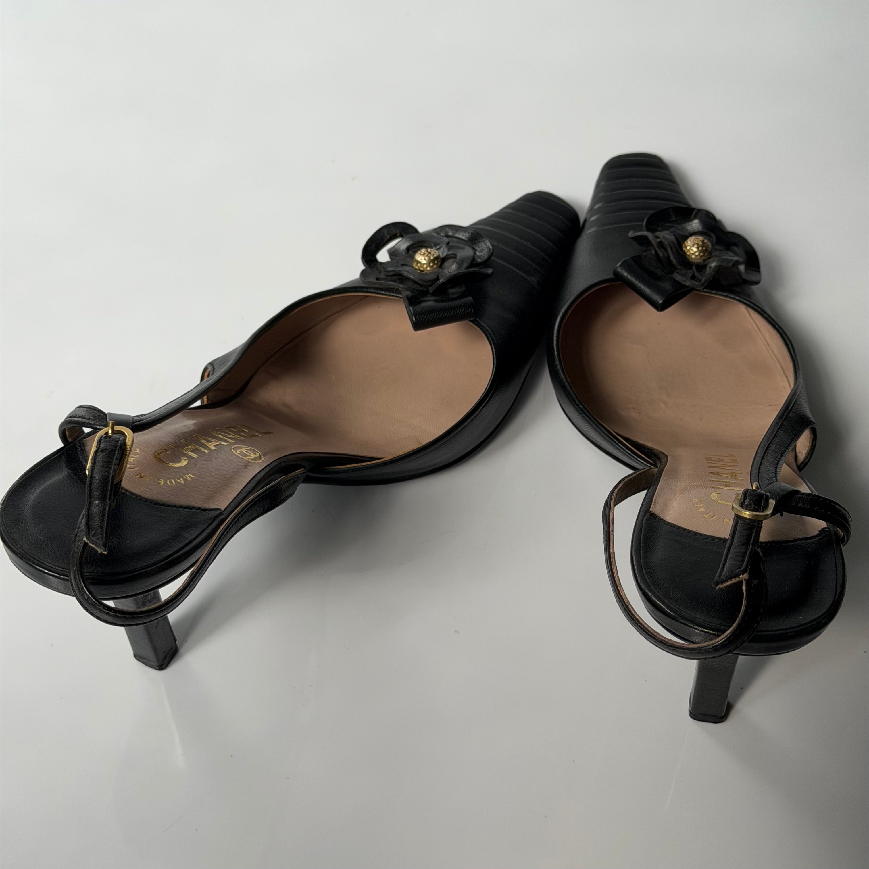 Chanel Slingback Camellia Heels