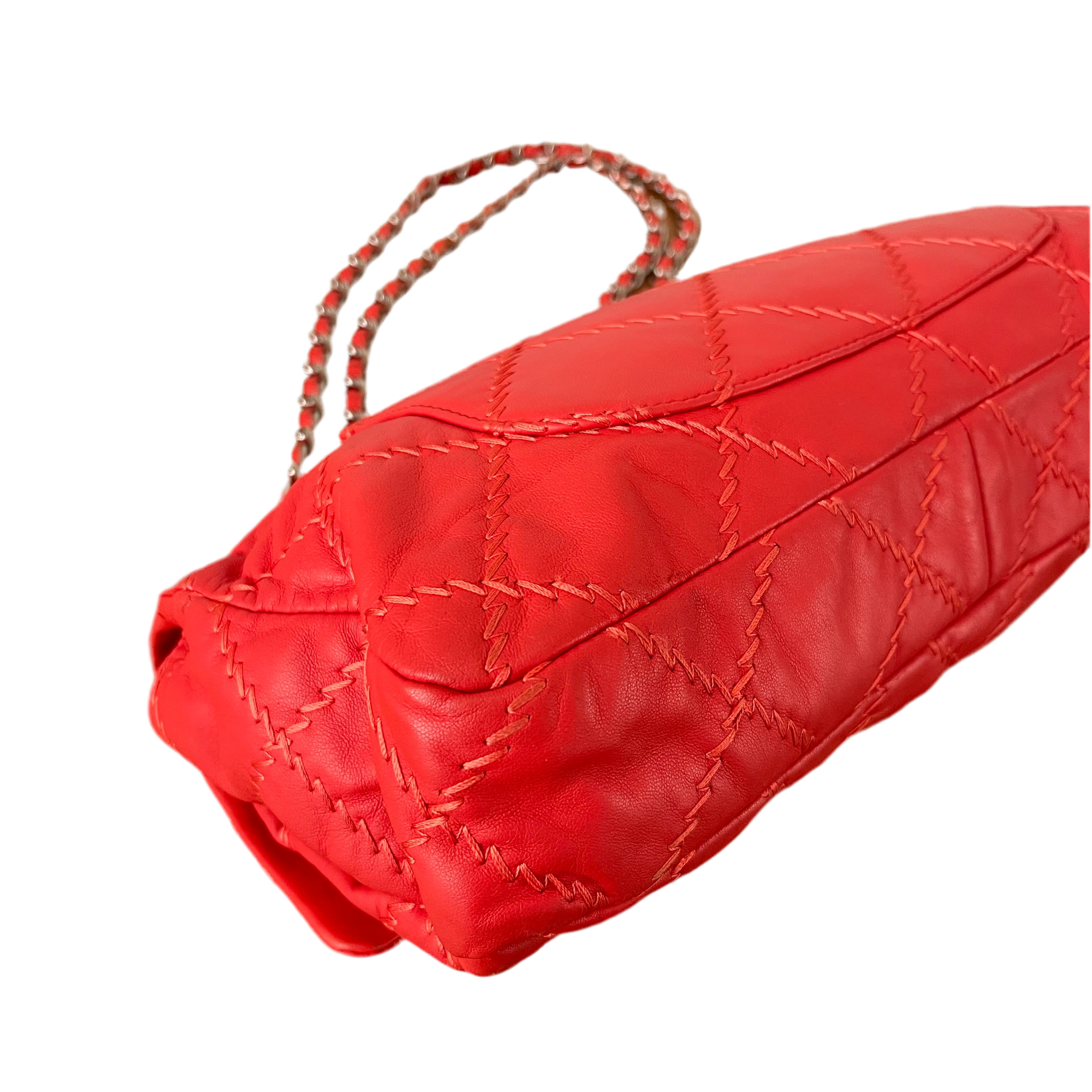 Chanel Wild Stitch Flap Red Lambskin Shoulder Bag