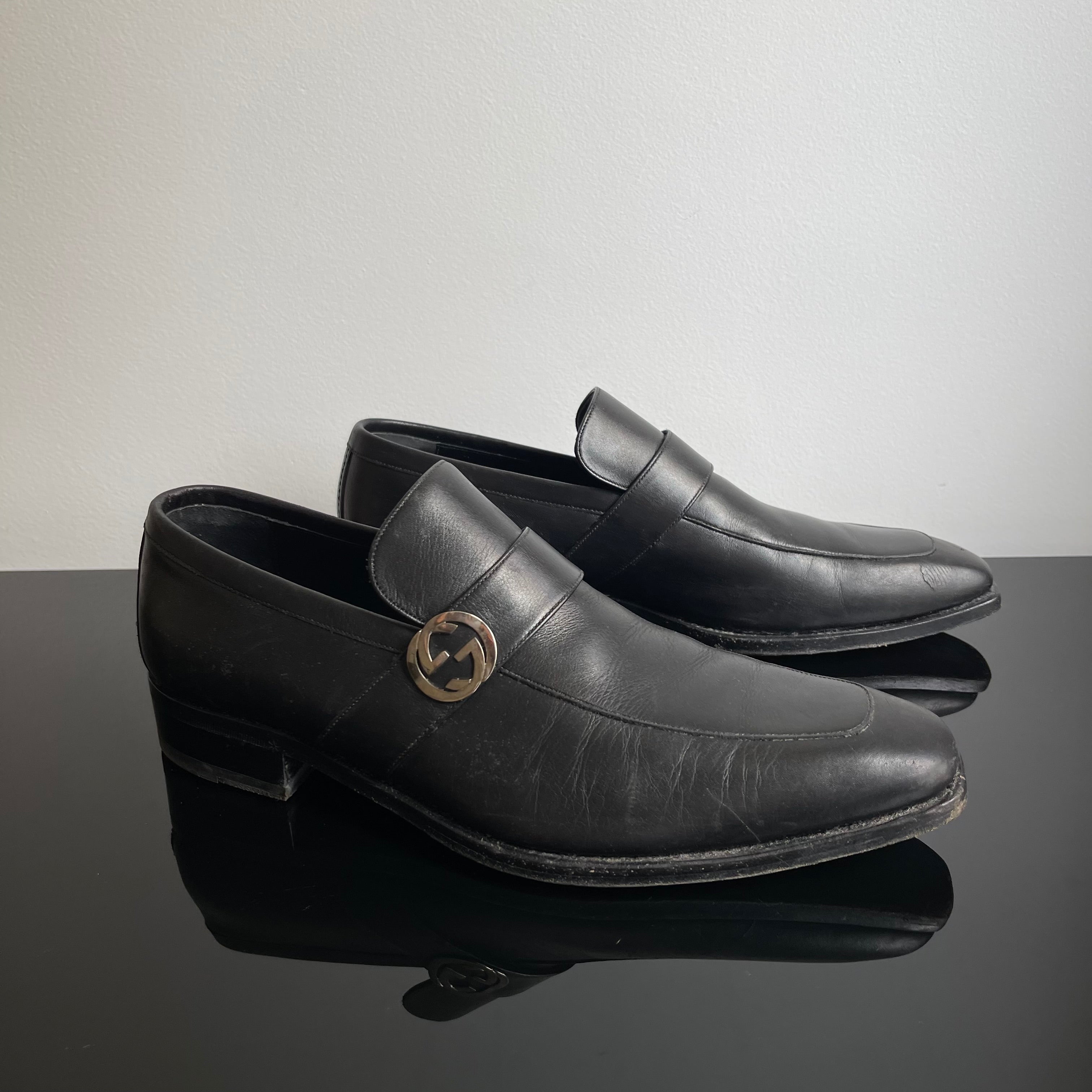 Gucci Black Leather GG Interlocking Loafer