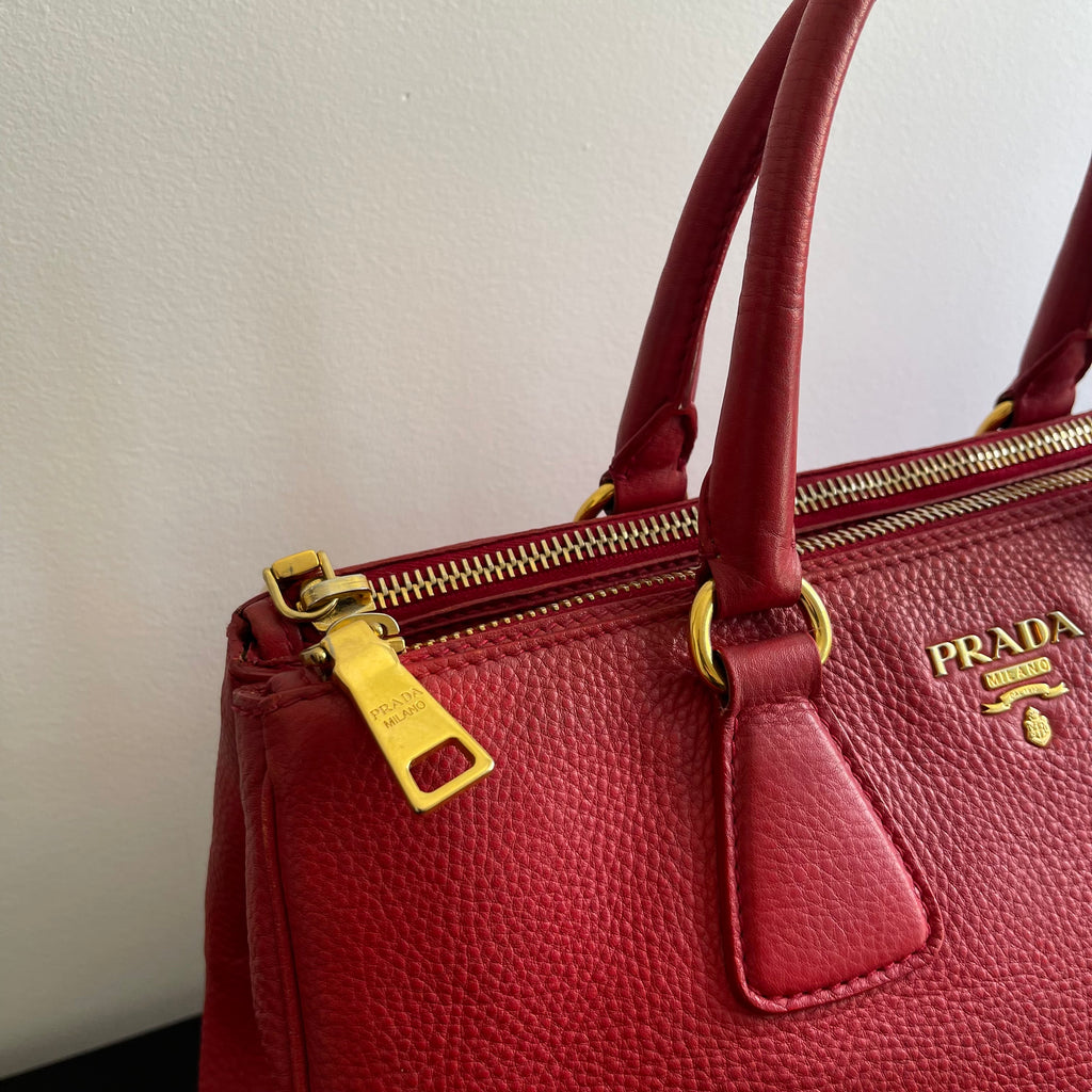 Prada Red Leather Tote Bag