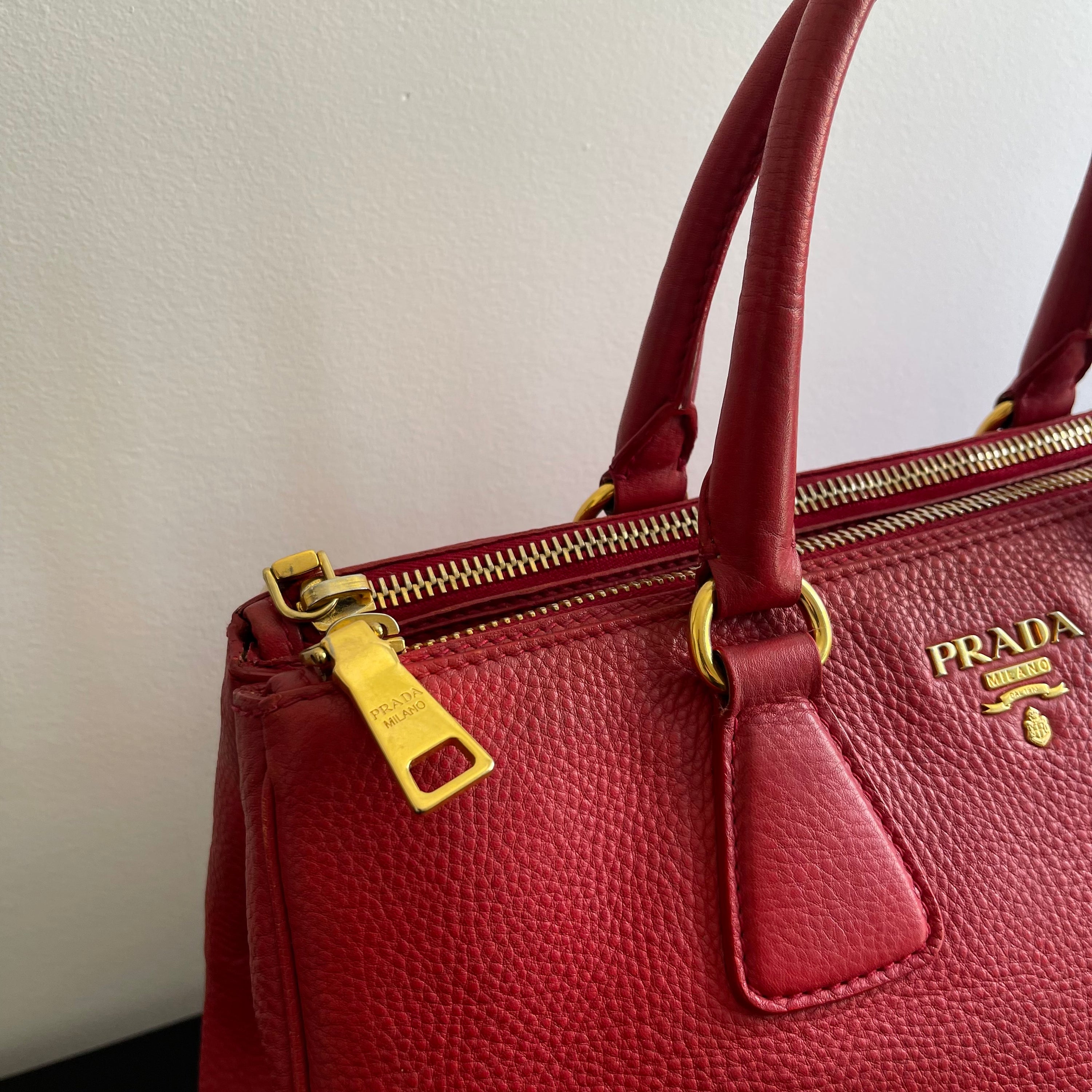 Prada Red Leather Tote Bag
