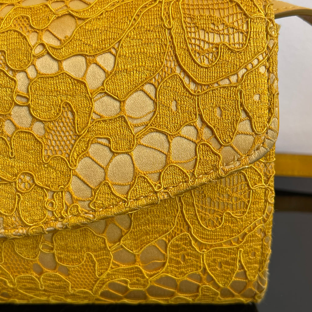 Dolce & Gabbana Yellow Lace and Satin Sicily Flap Bag