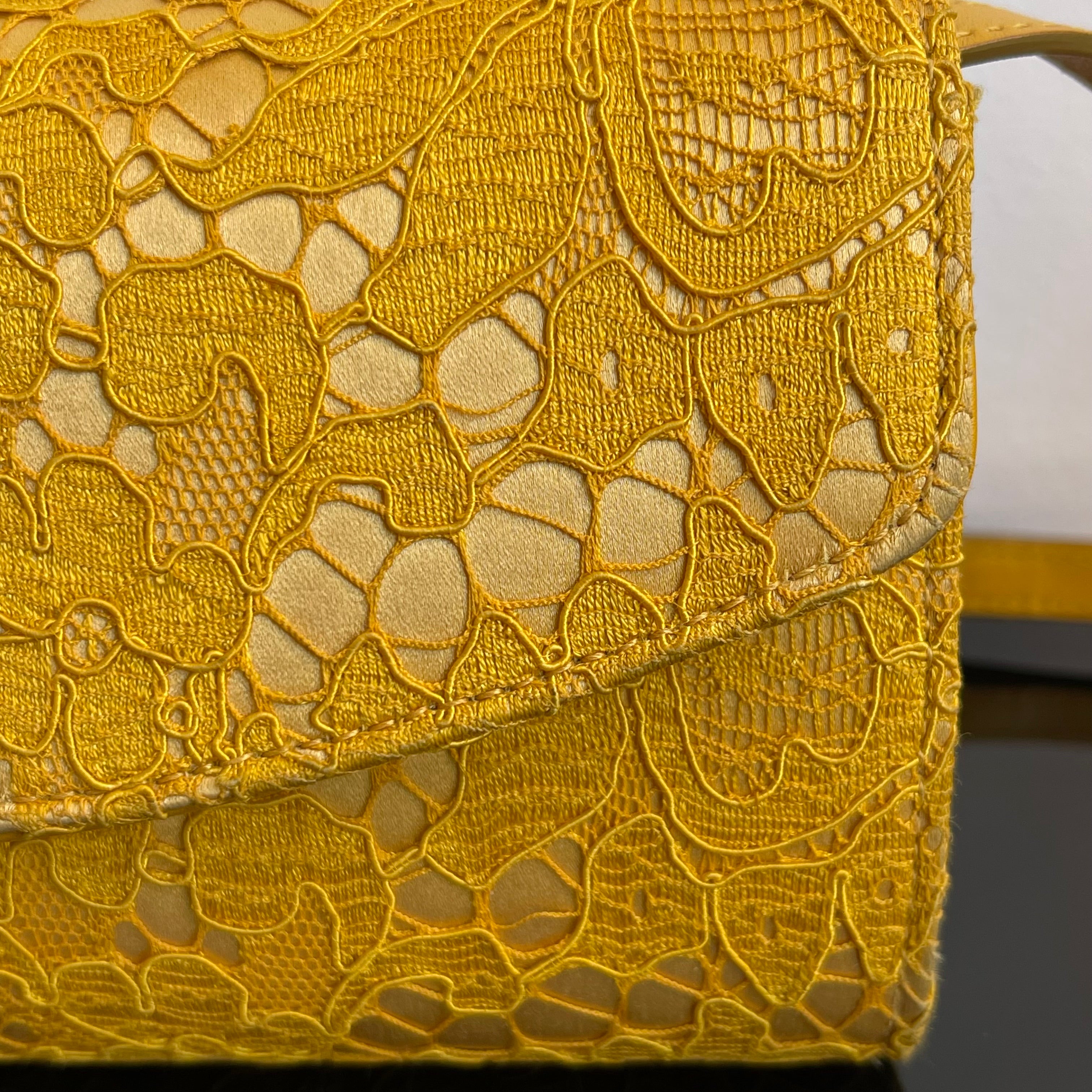 Dolce & Gabbana Yellow Lace and Satin Sicily Flap Bag