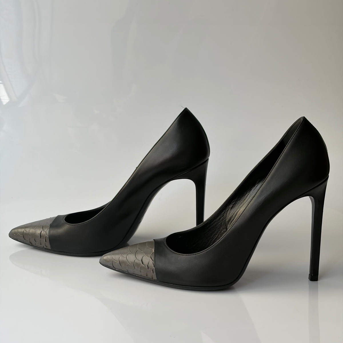 Saint Laurent Paris Zoe Black Leather Heels
