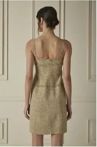 Chanel Tweed Gold Mini Dress Spring 1994