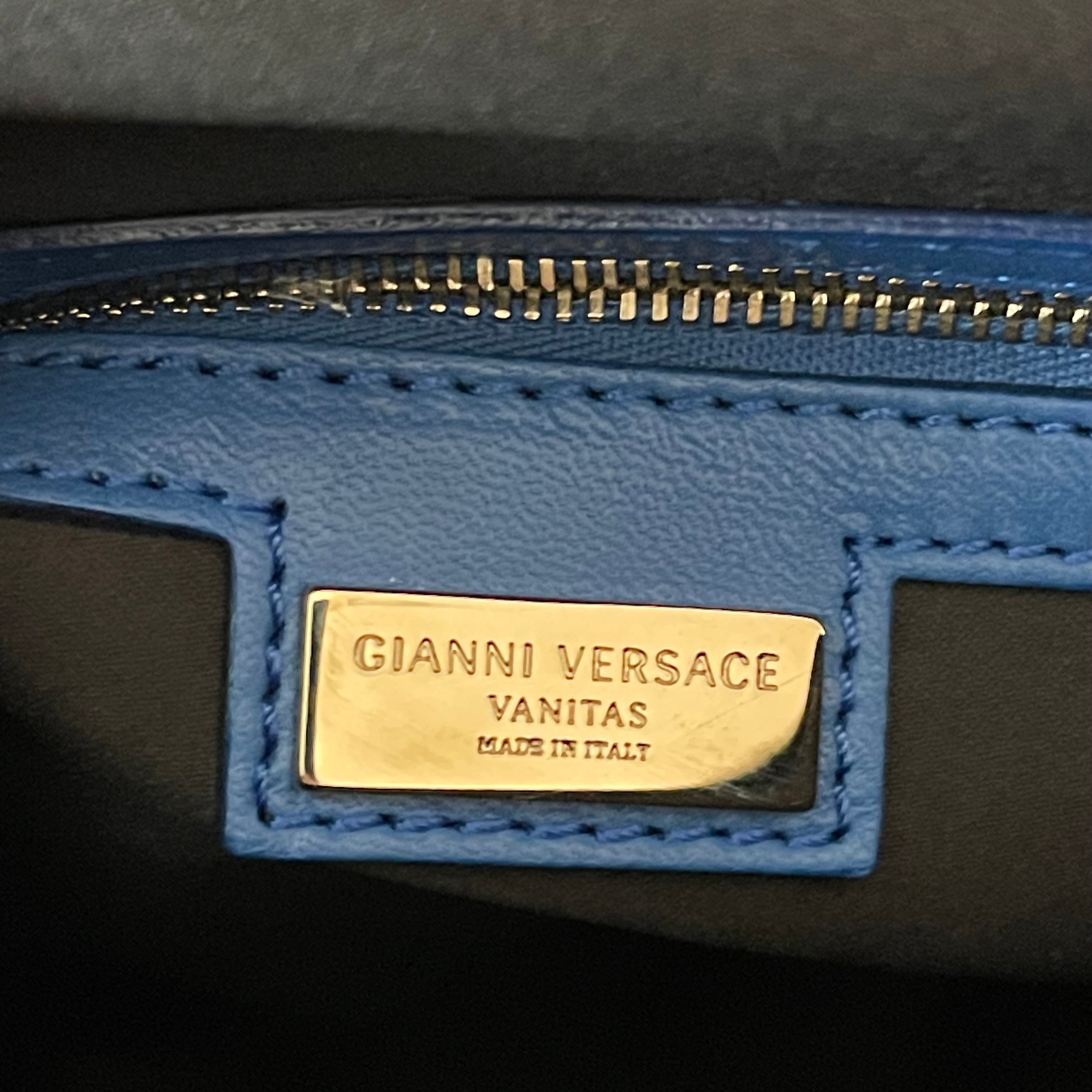 Versace Blue Python Athena Vanitas Bag