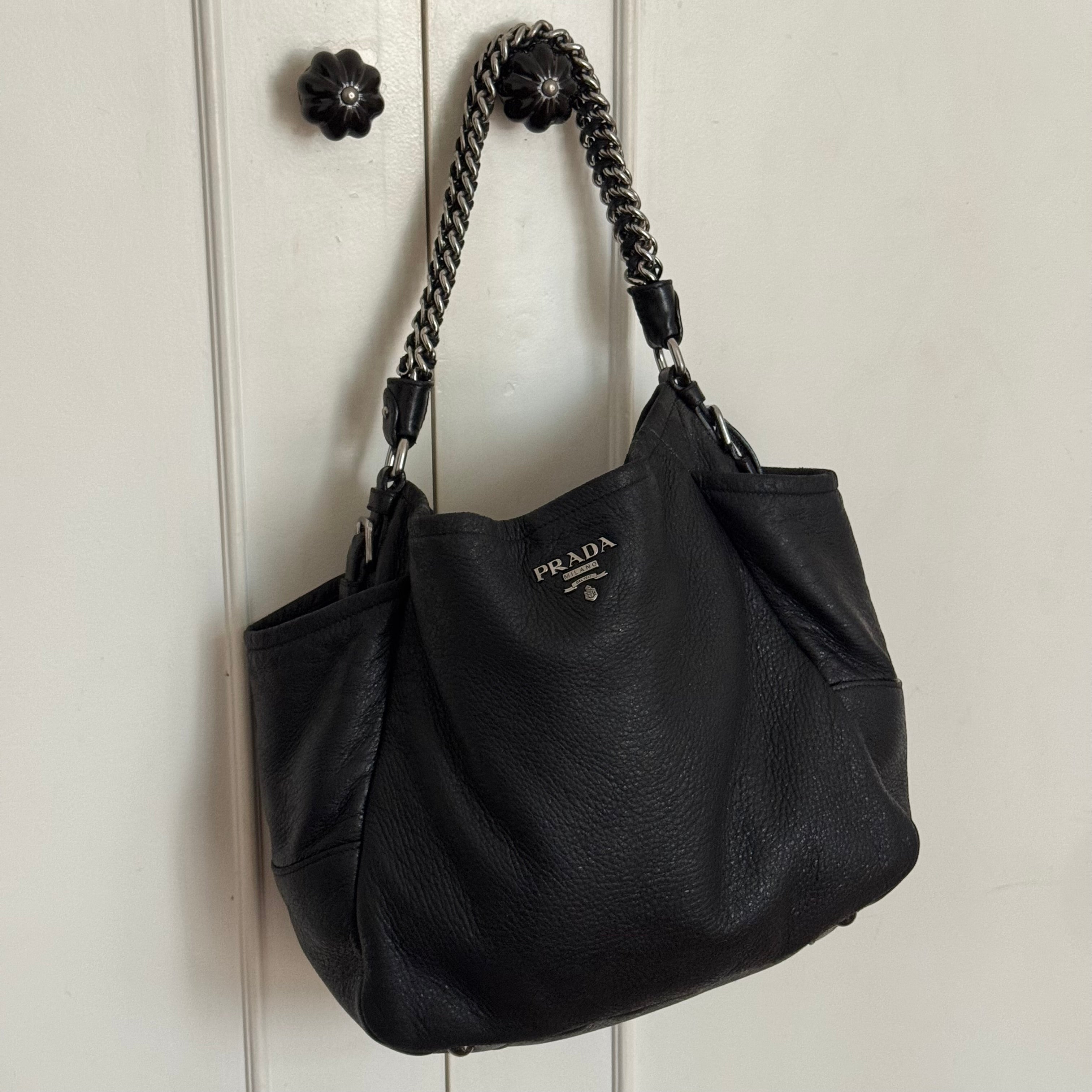 Prada Chain Leather Hobo Bag
