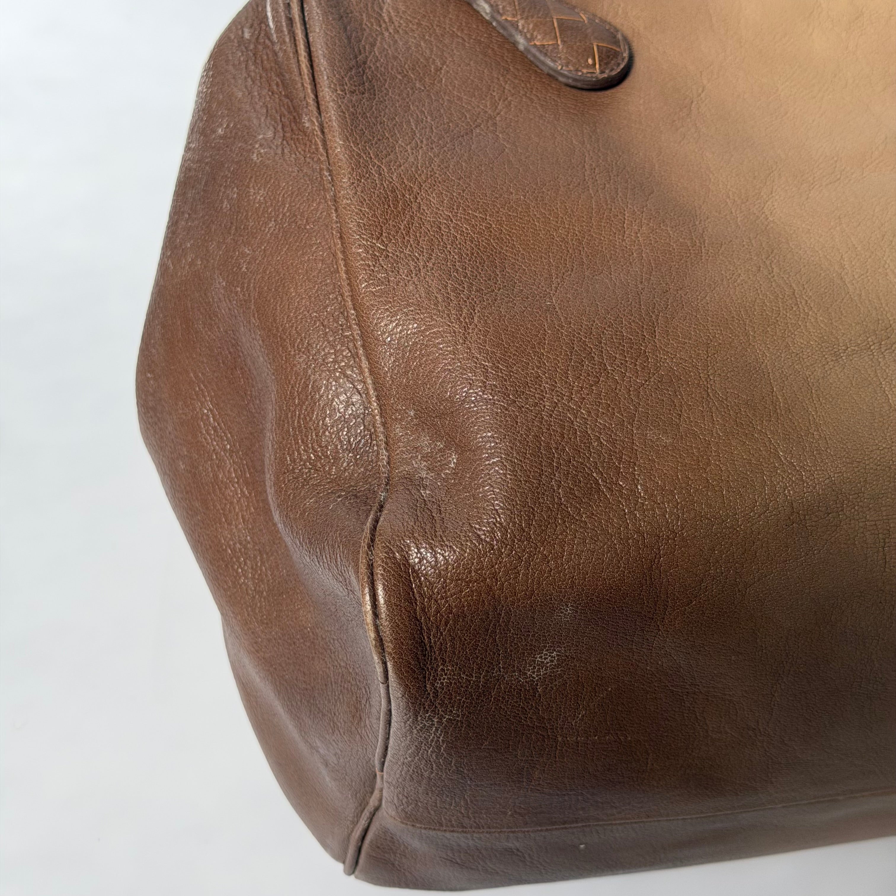 Bottega Veneta Brown Ombre Leather Brera Bowler Bag