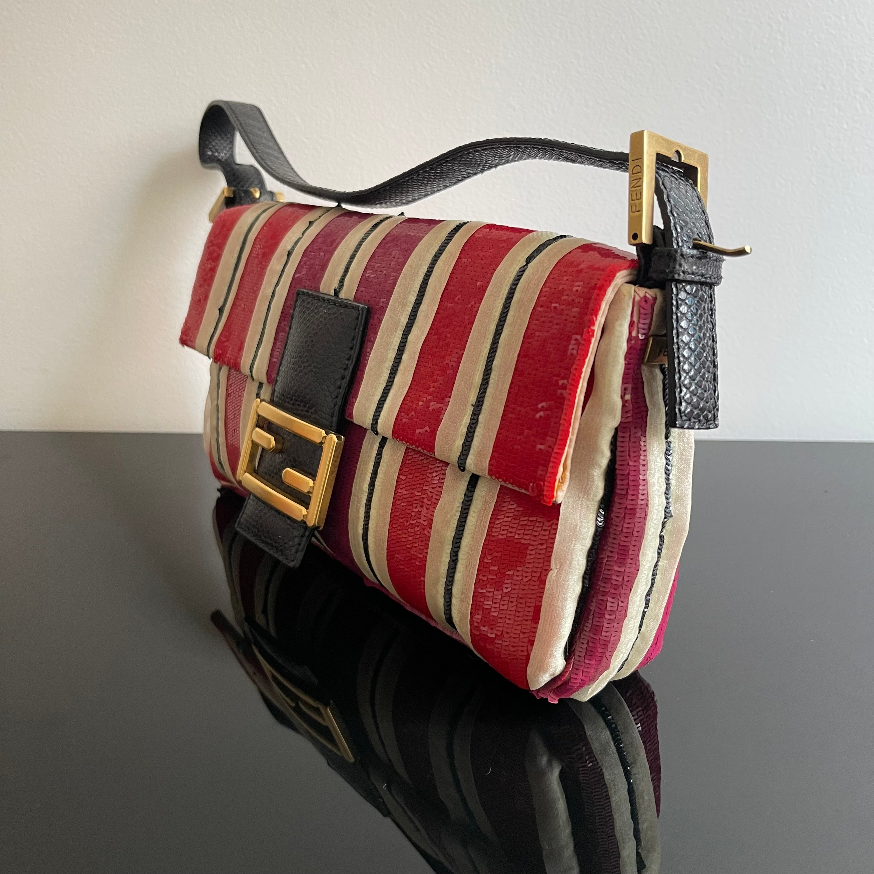 Fendi Sequined Stripes Baguette Bag