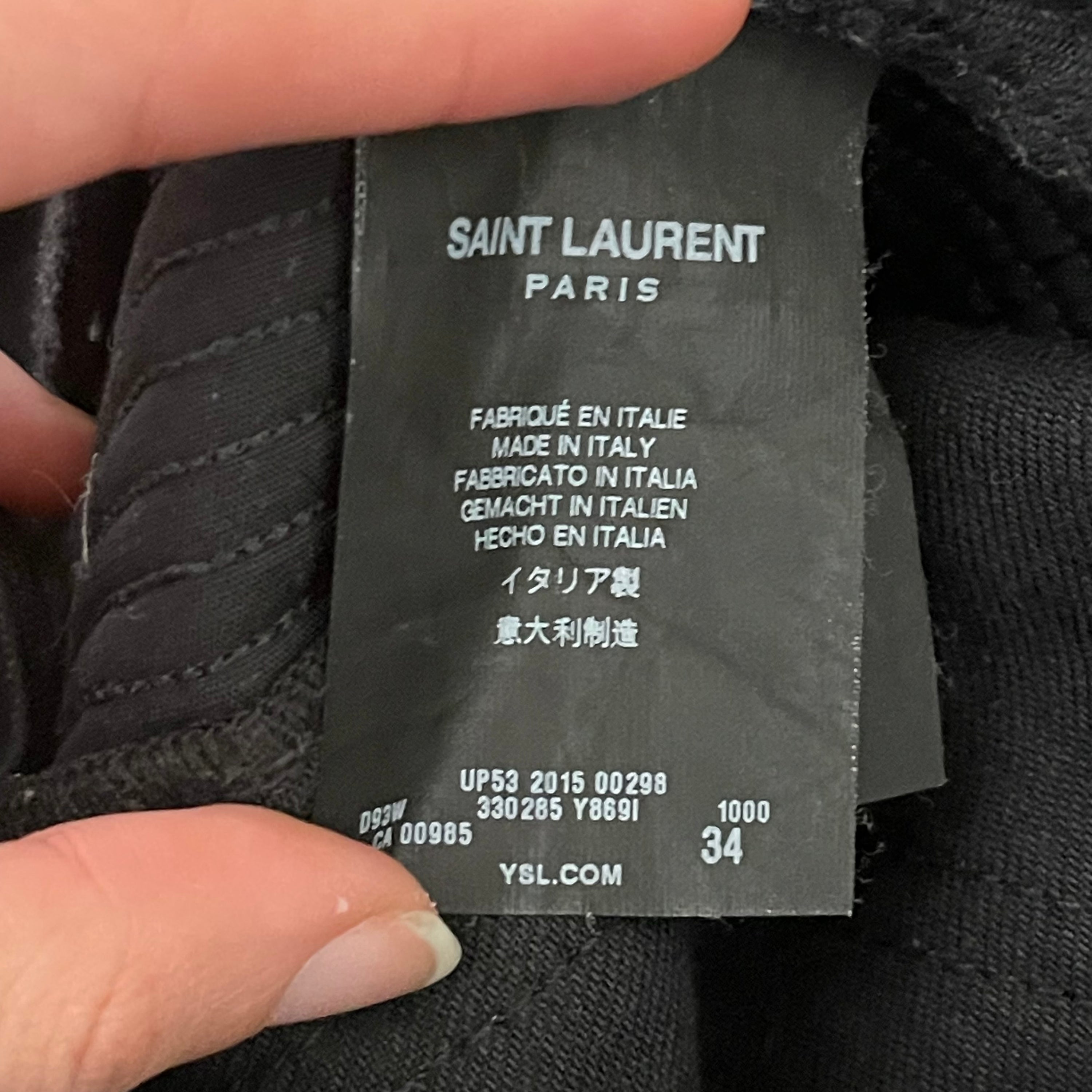 Saint Laurent Denim and Leather Biker Pants
