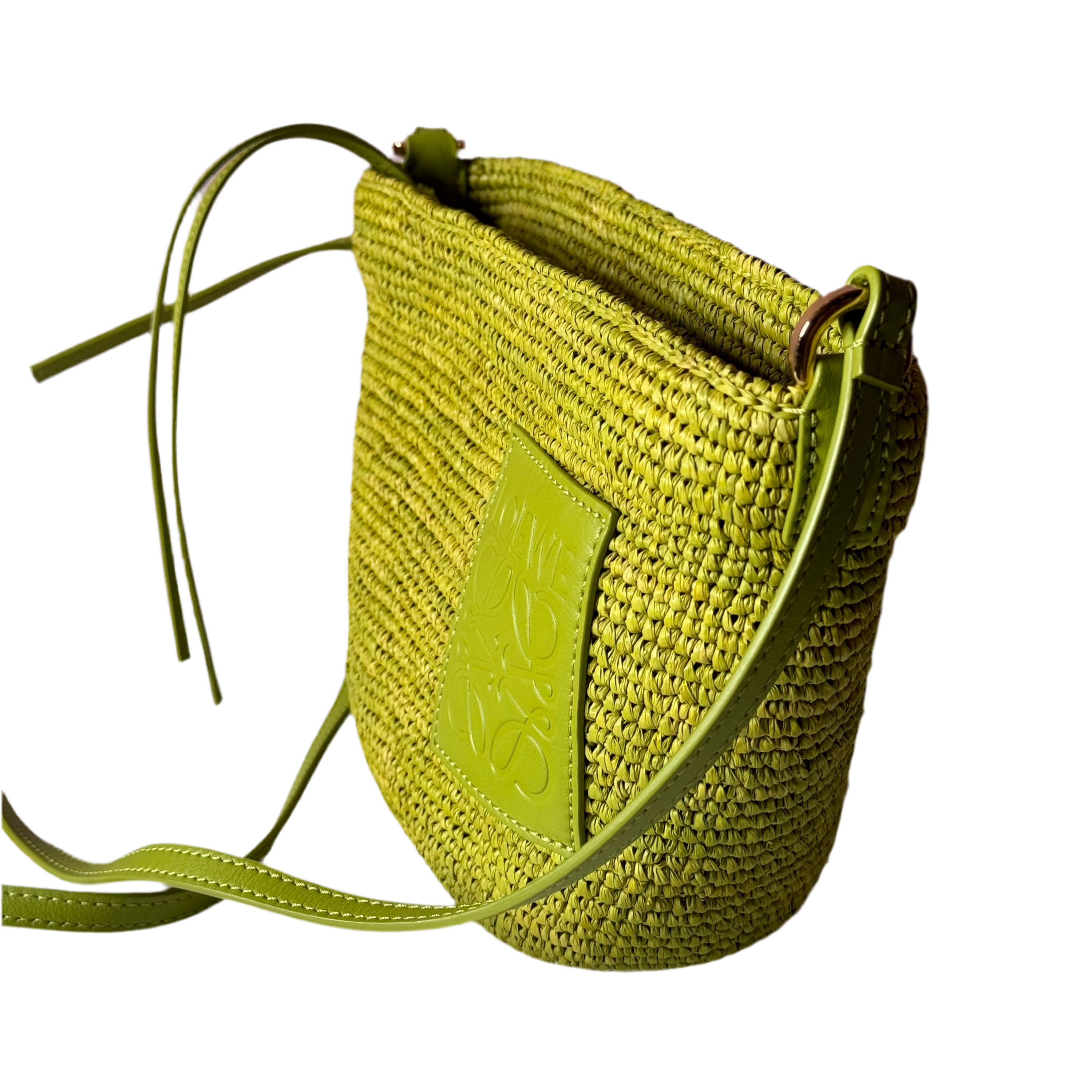 Loewe Green Rafia Bucket