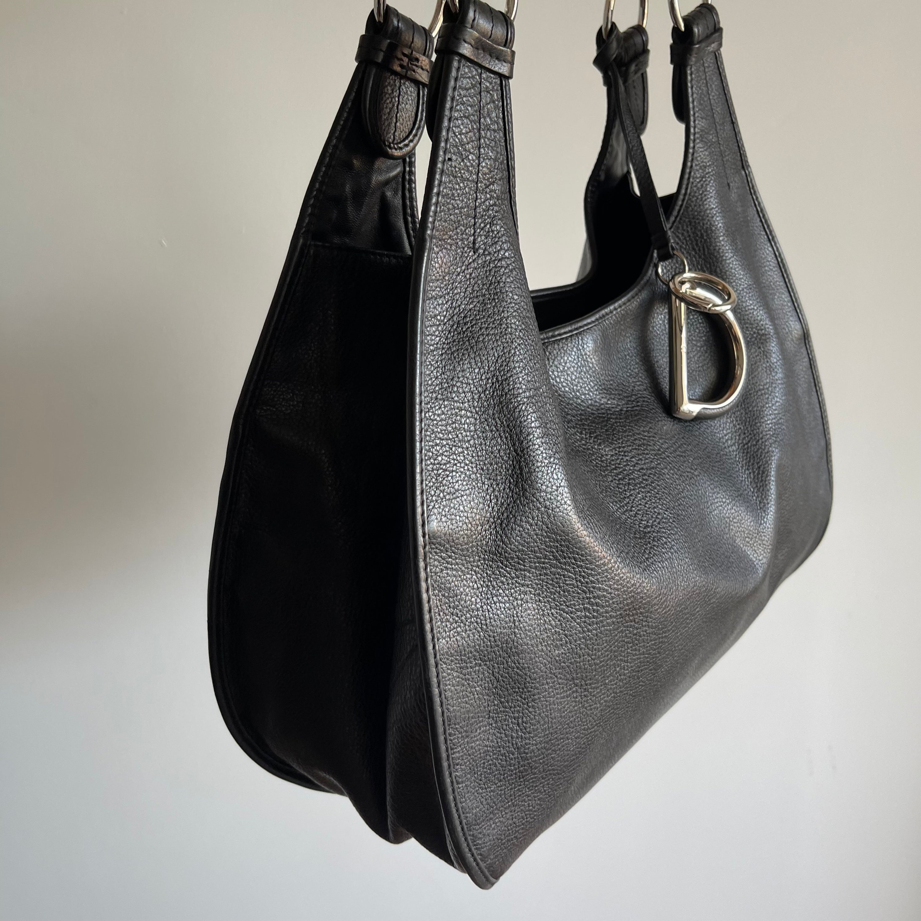 Christian Dior D Leather Shoulder Bag
