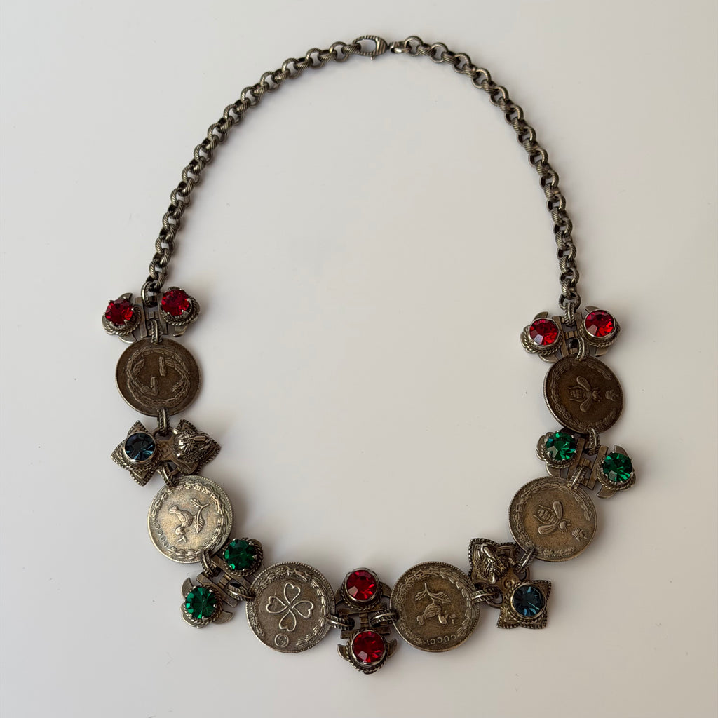 Gucci Crystal & Coin Statement Necklace