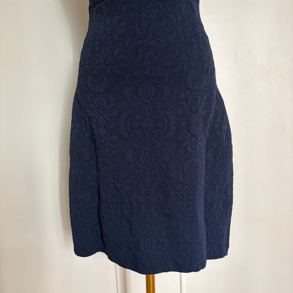 Chanel Blue Embossed Jacquard Knit Dress