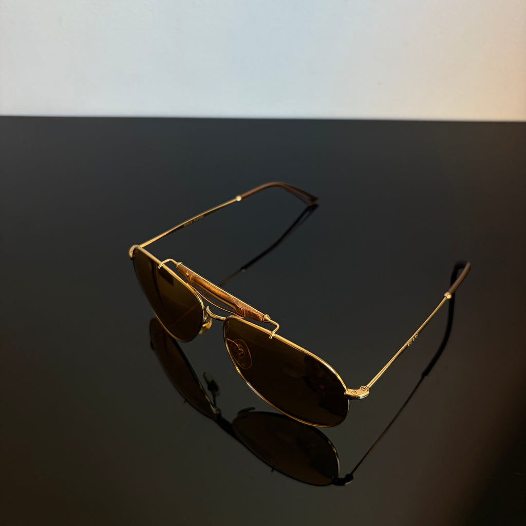 Gucci Gold Plated Bamboo Aviator Sunglasses