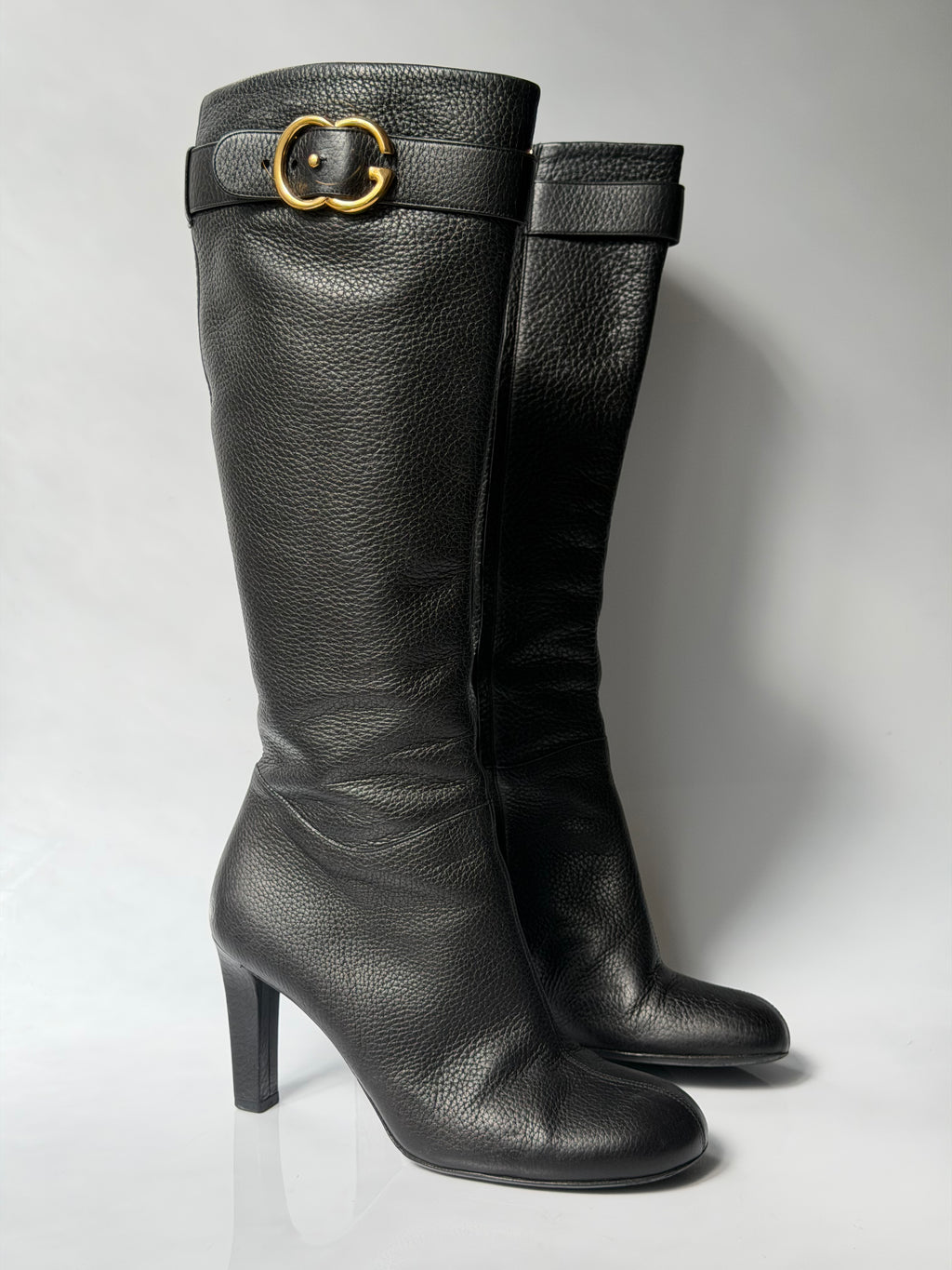 Gucci Double G Logo Leather Boots