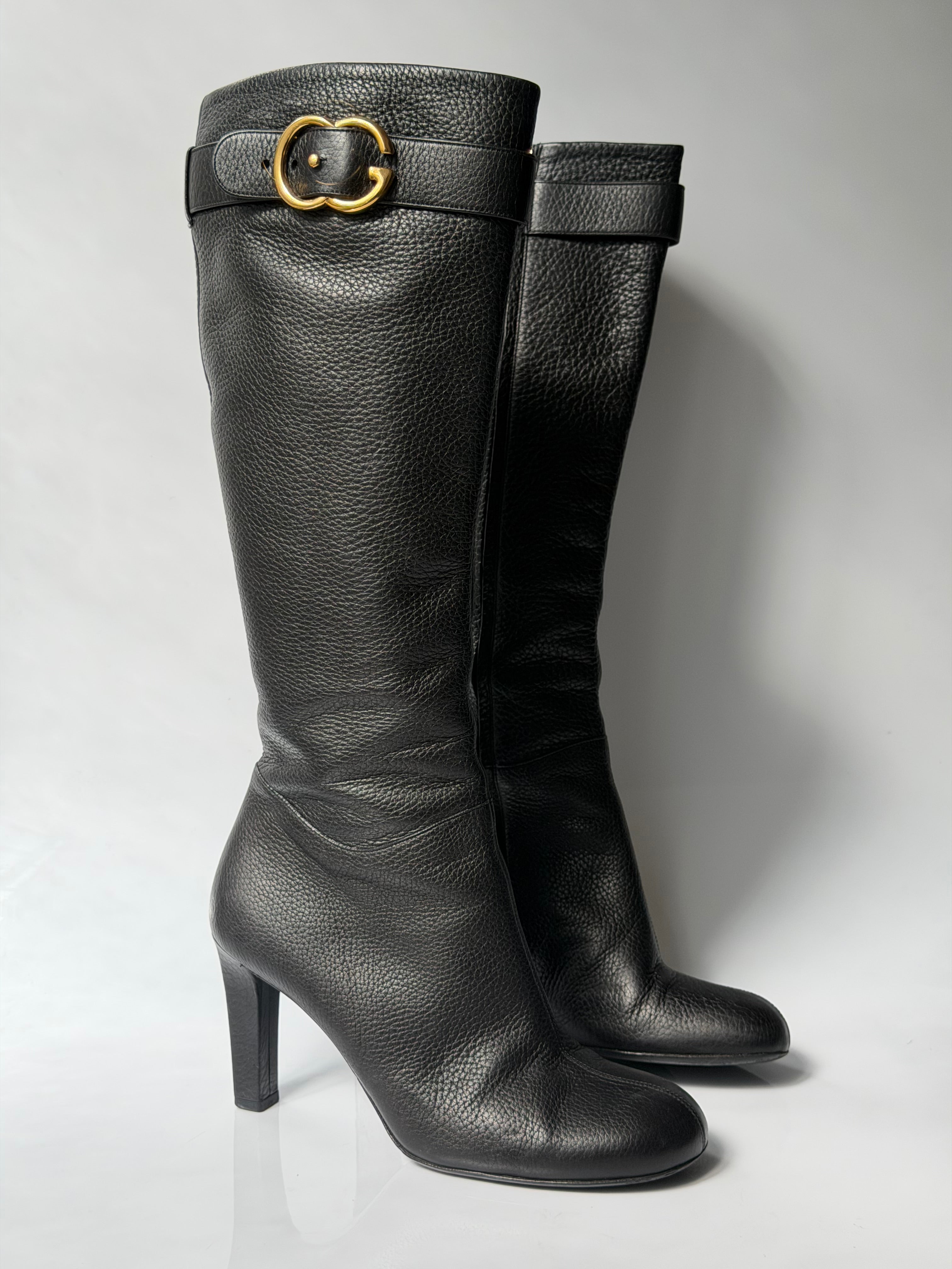 Gucci Double G Logo Leather Boots