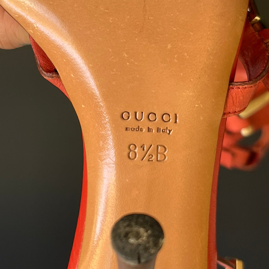 Gucci Tom Ford Vintage Horsebit Red Leather Strappy Heels