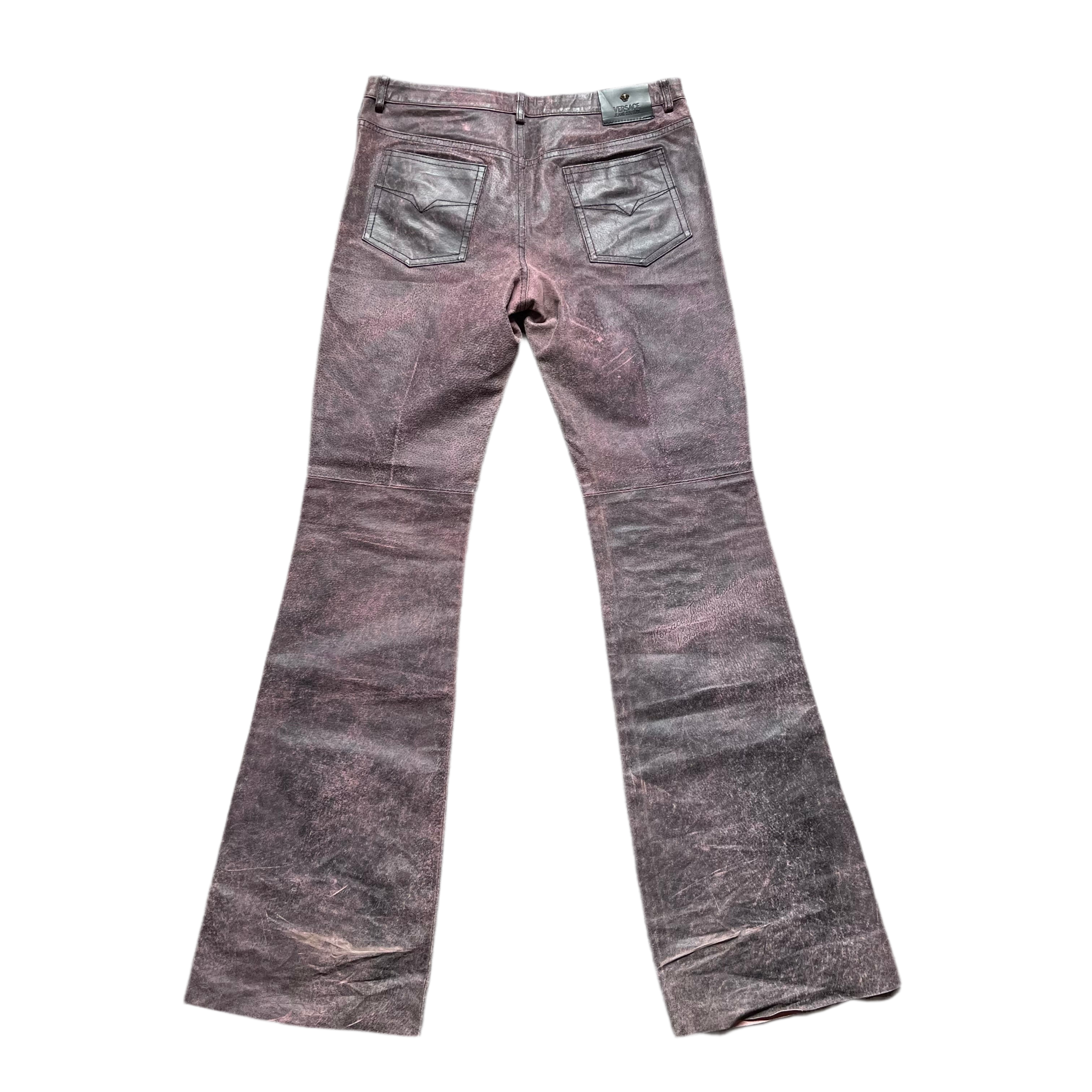 Versace Pink Leather Pants
