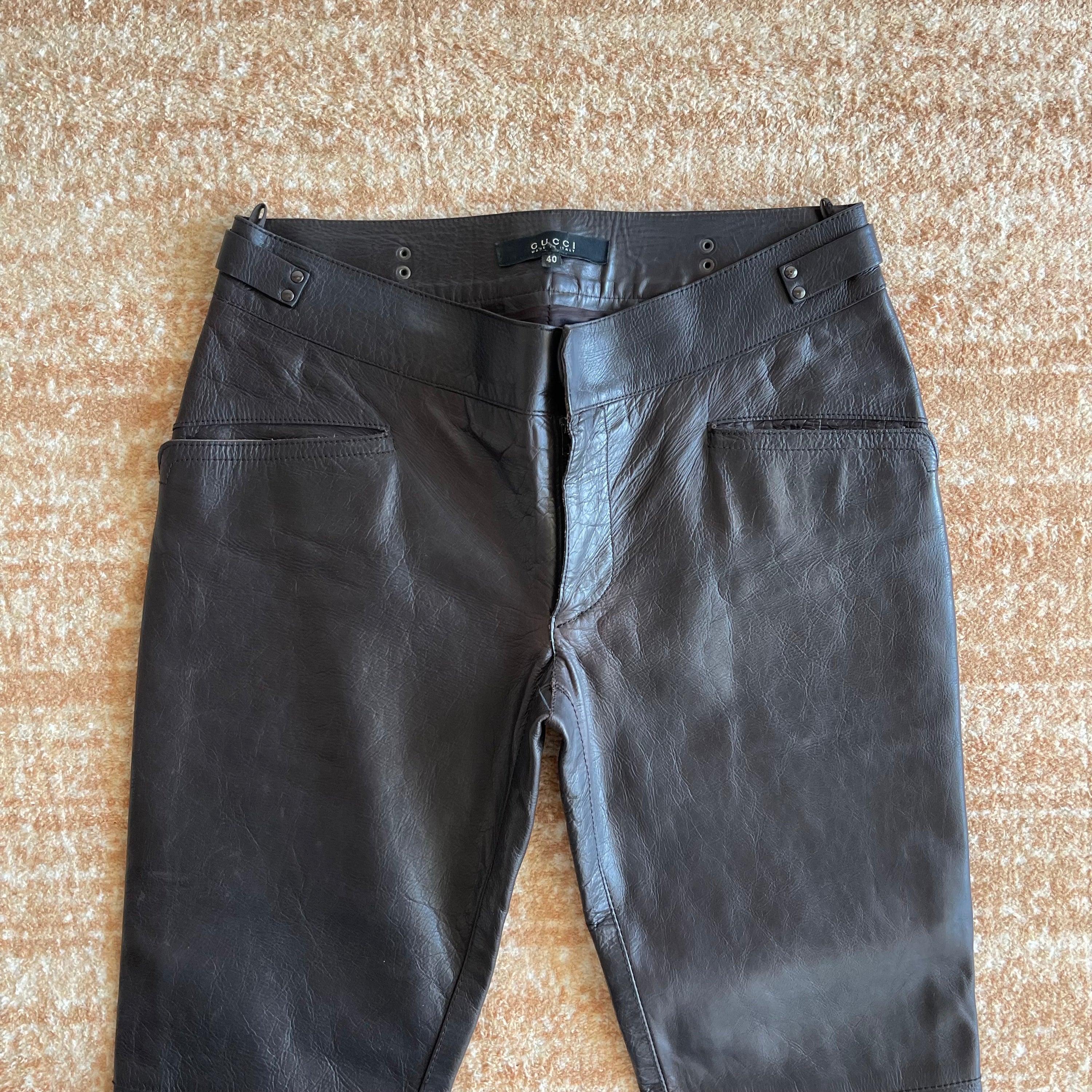 Gucci by Tom Ford Brown Leather Pants