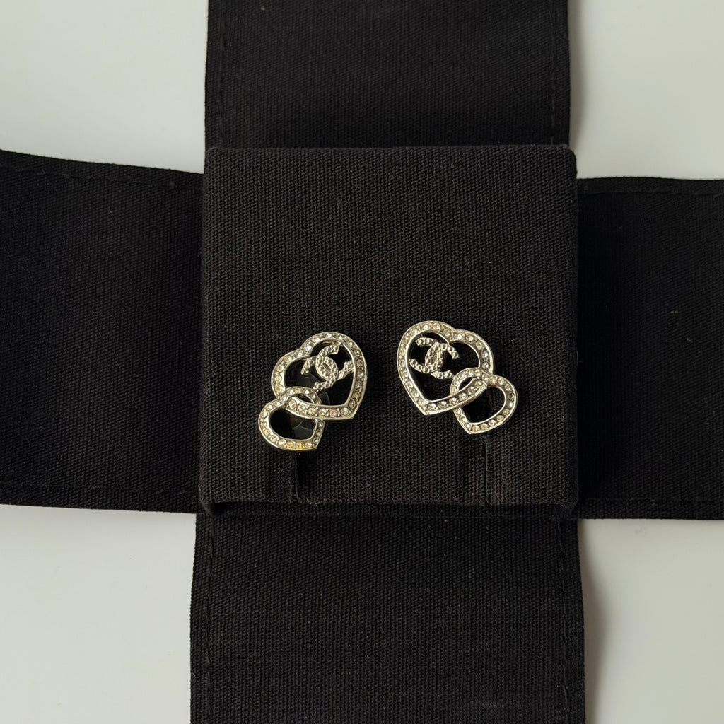 Chanel Crystal Heart Earrings
