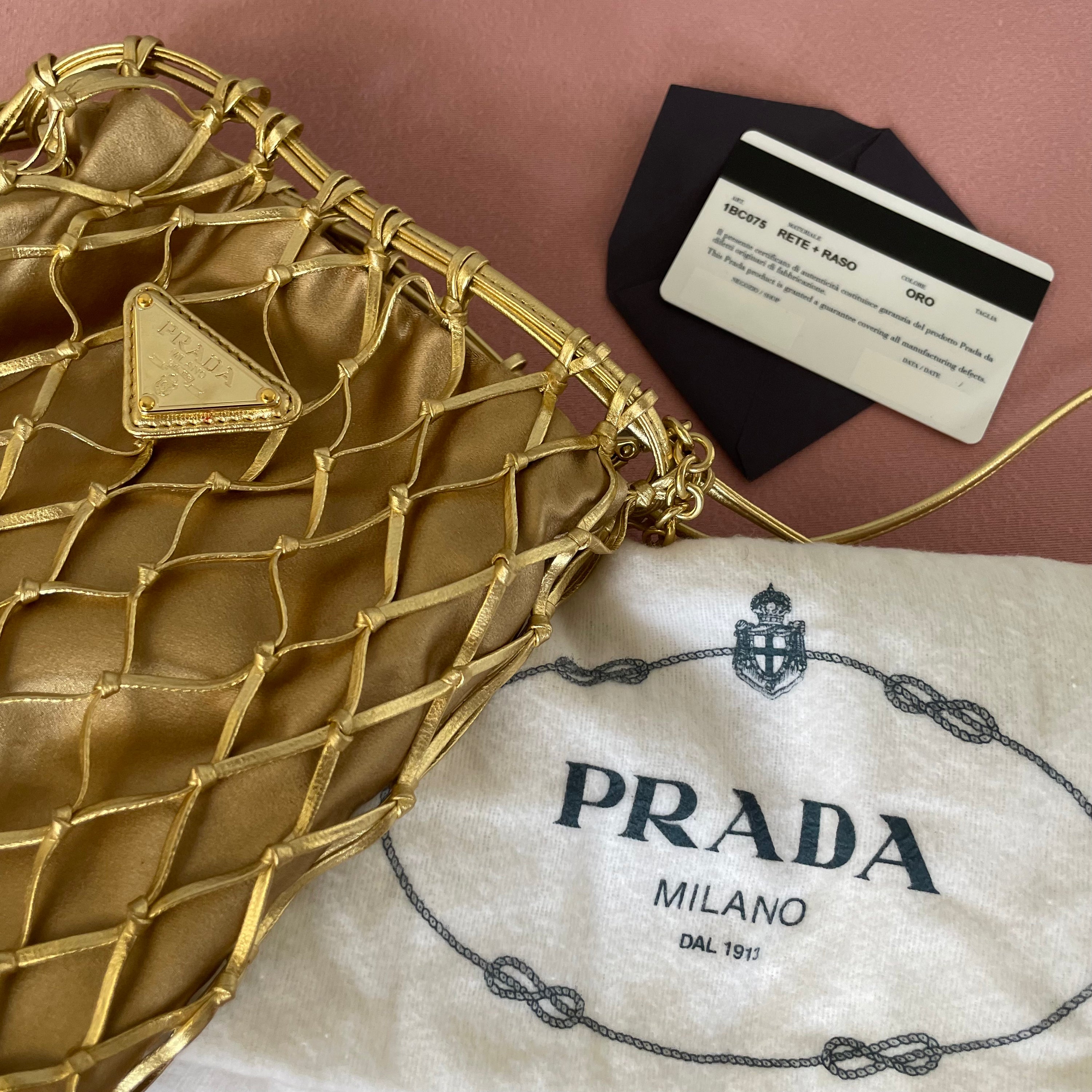 Prada Gold Bucket Satin Bag
