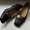 Gucci Vintage Black Leather Square-Toe Loafers