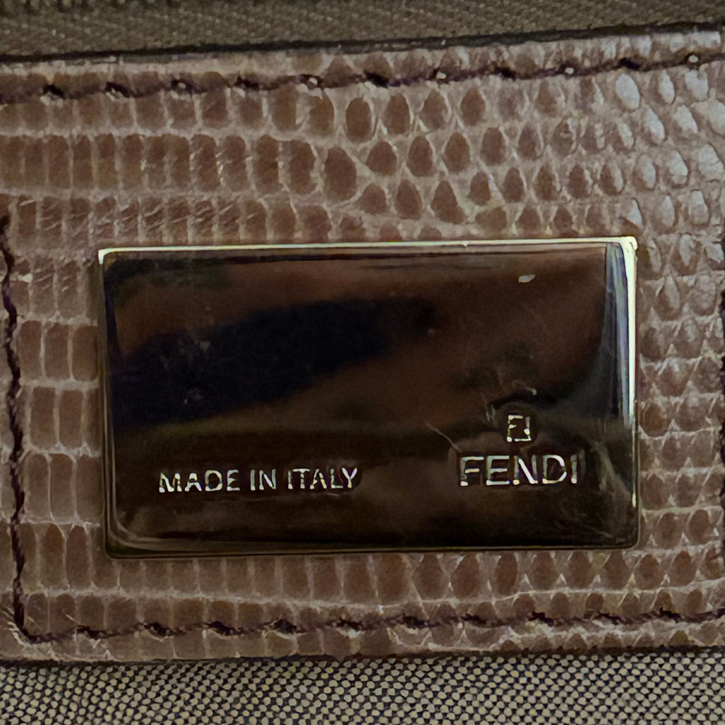 Fendi 2000s Large Lizard-Trimmed Zucca Chef Tote