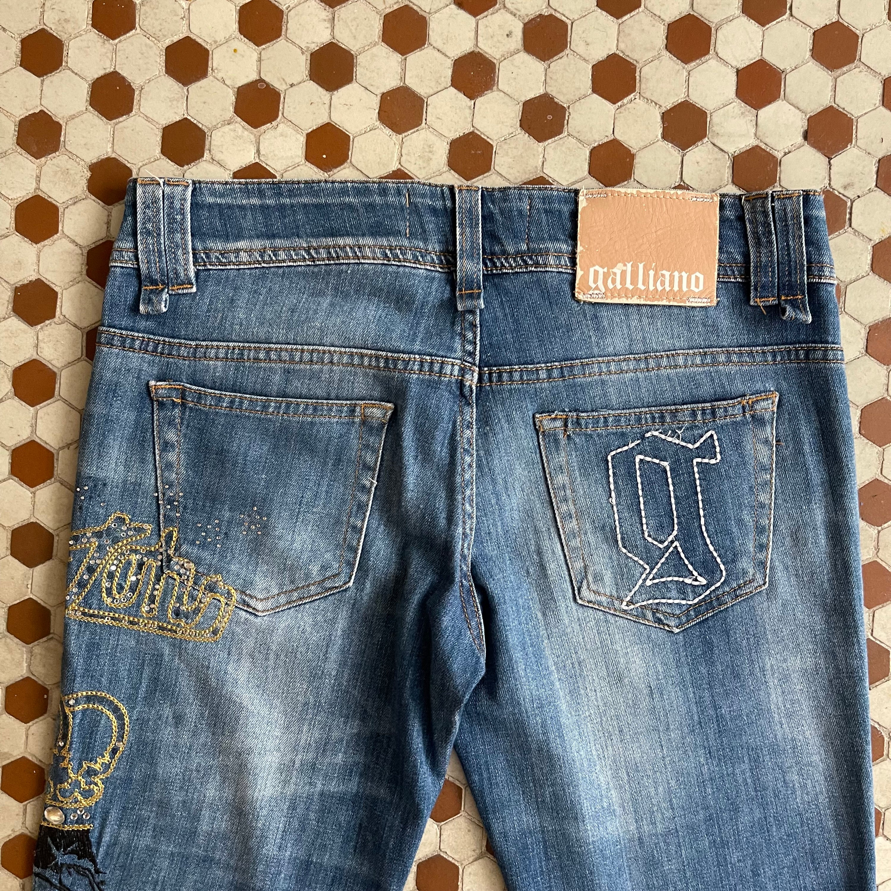 John Galliano 90’s Embroidered Denim Pants