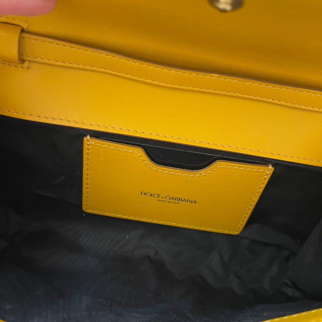 Dolce & Gabbana Yellow Lace and Satin Sicily Flap Bag