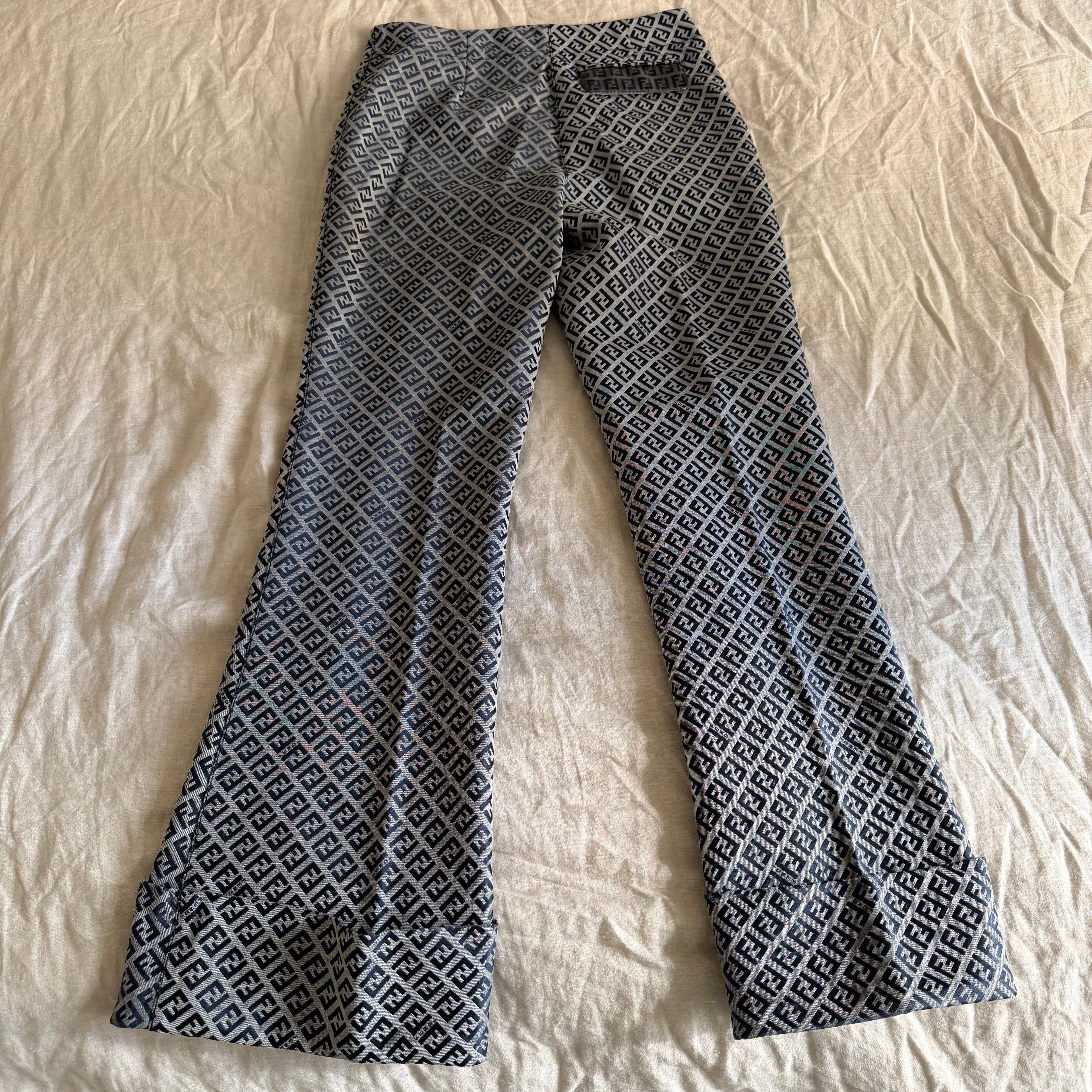 Fendi Blue Monogram Zucchino Pants