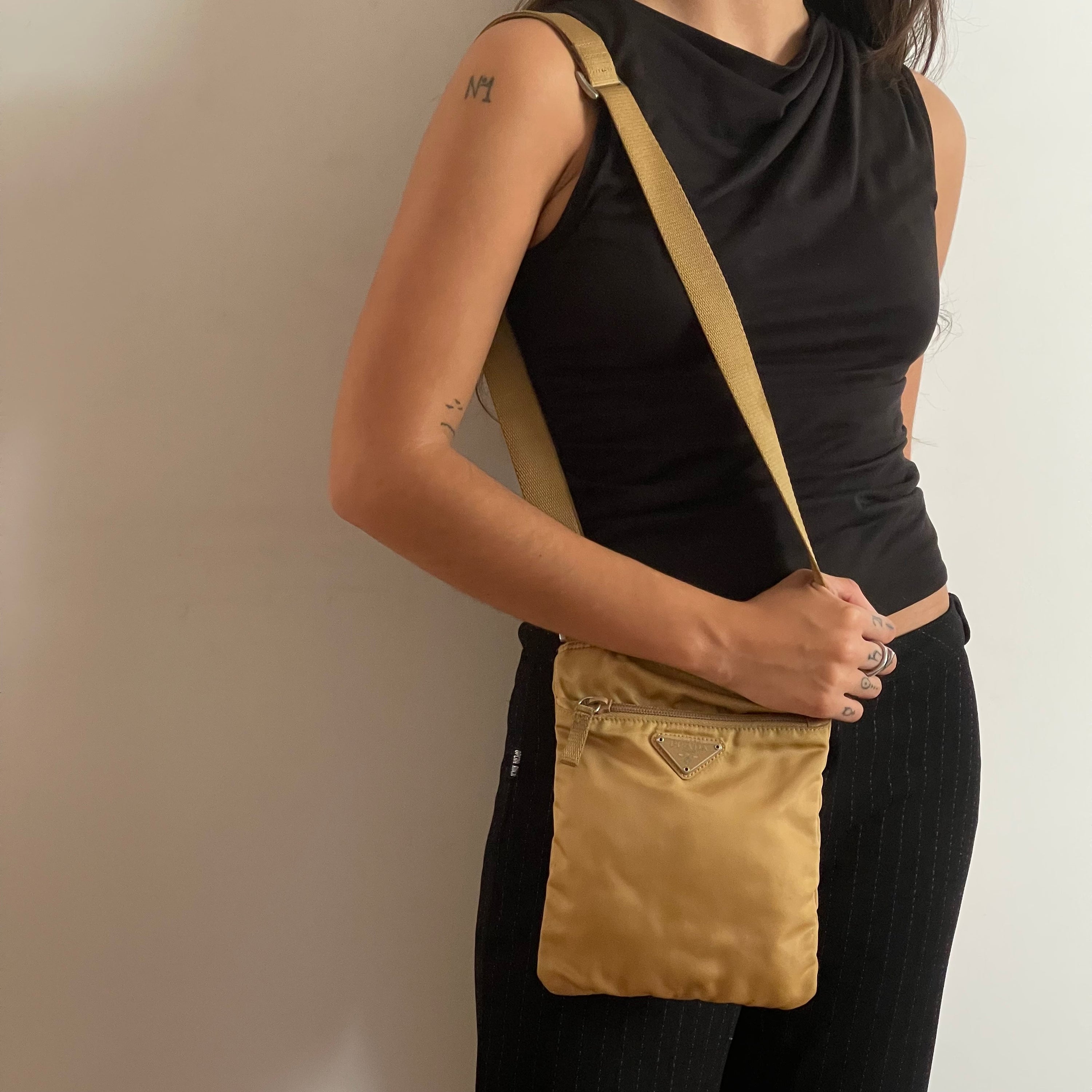 Prada Yellow Mostard Nylon Pochette