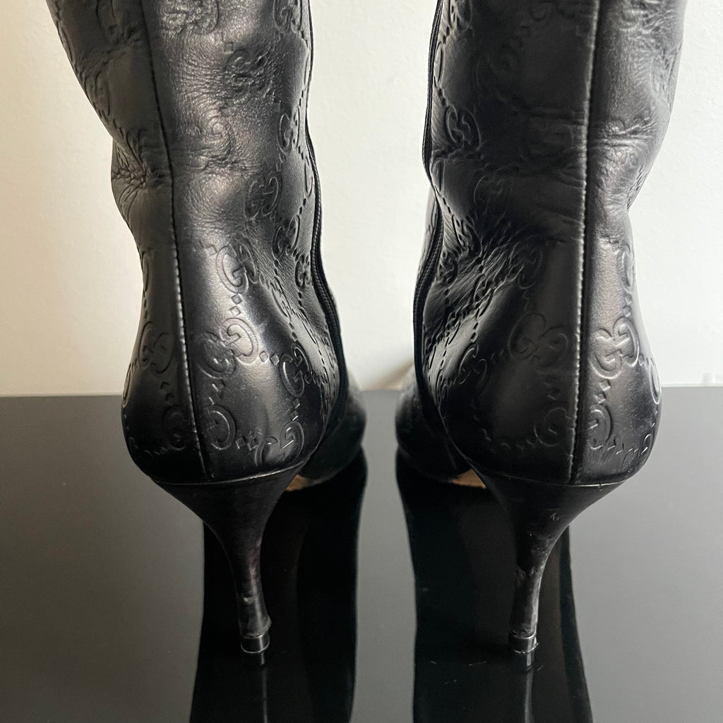 Gucci by Tom Ford Black Guccissima Monogram Leather Boots