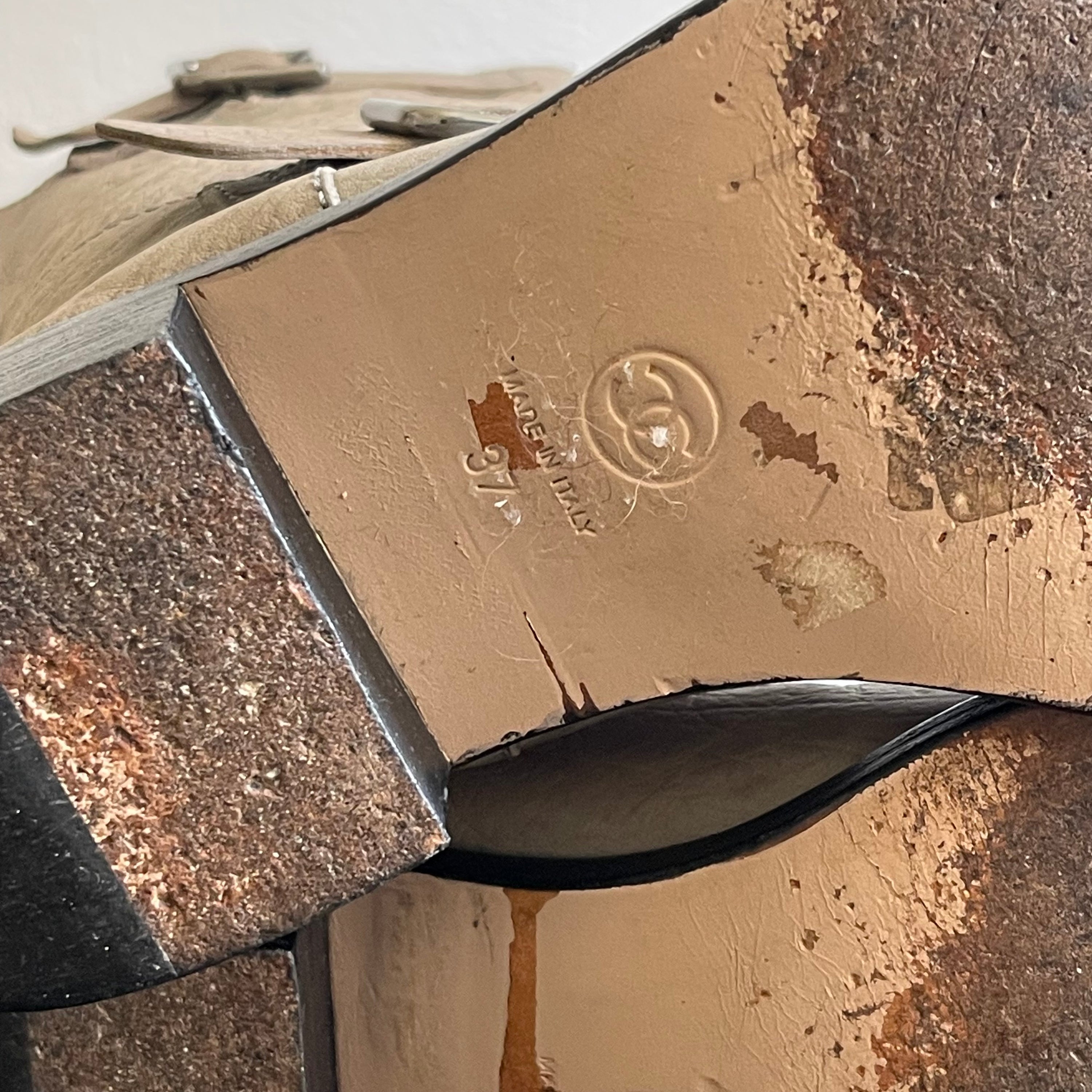 Chanel Gray Leather Biker Boots