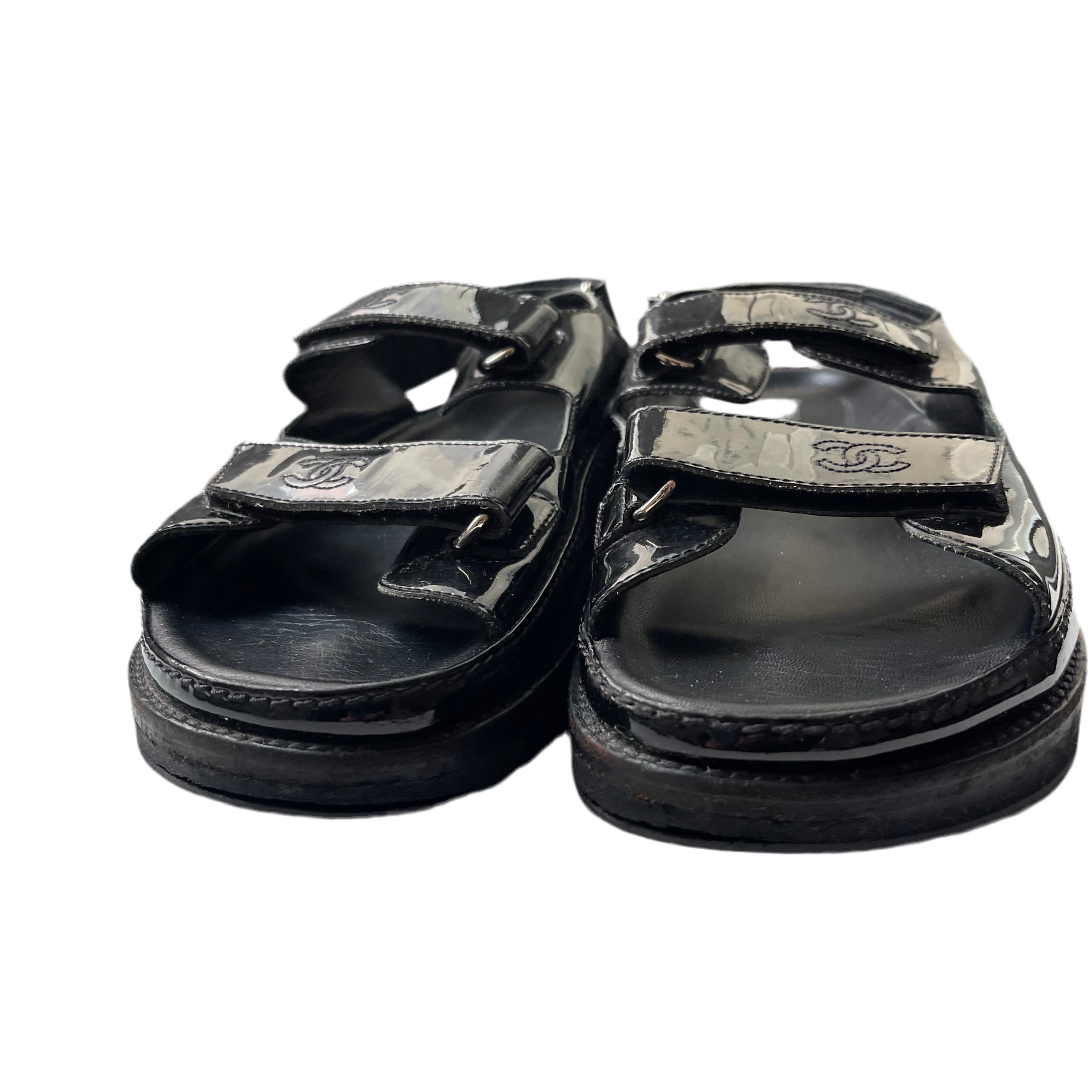 Chanel Dad Sandals Patent Leather