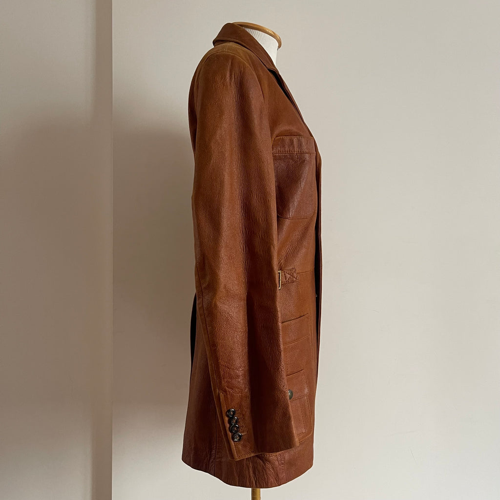 Dolce & Gabbana Double Breasted Calf Leather Coat