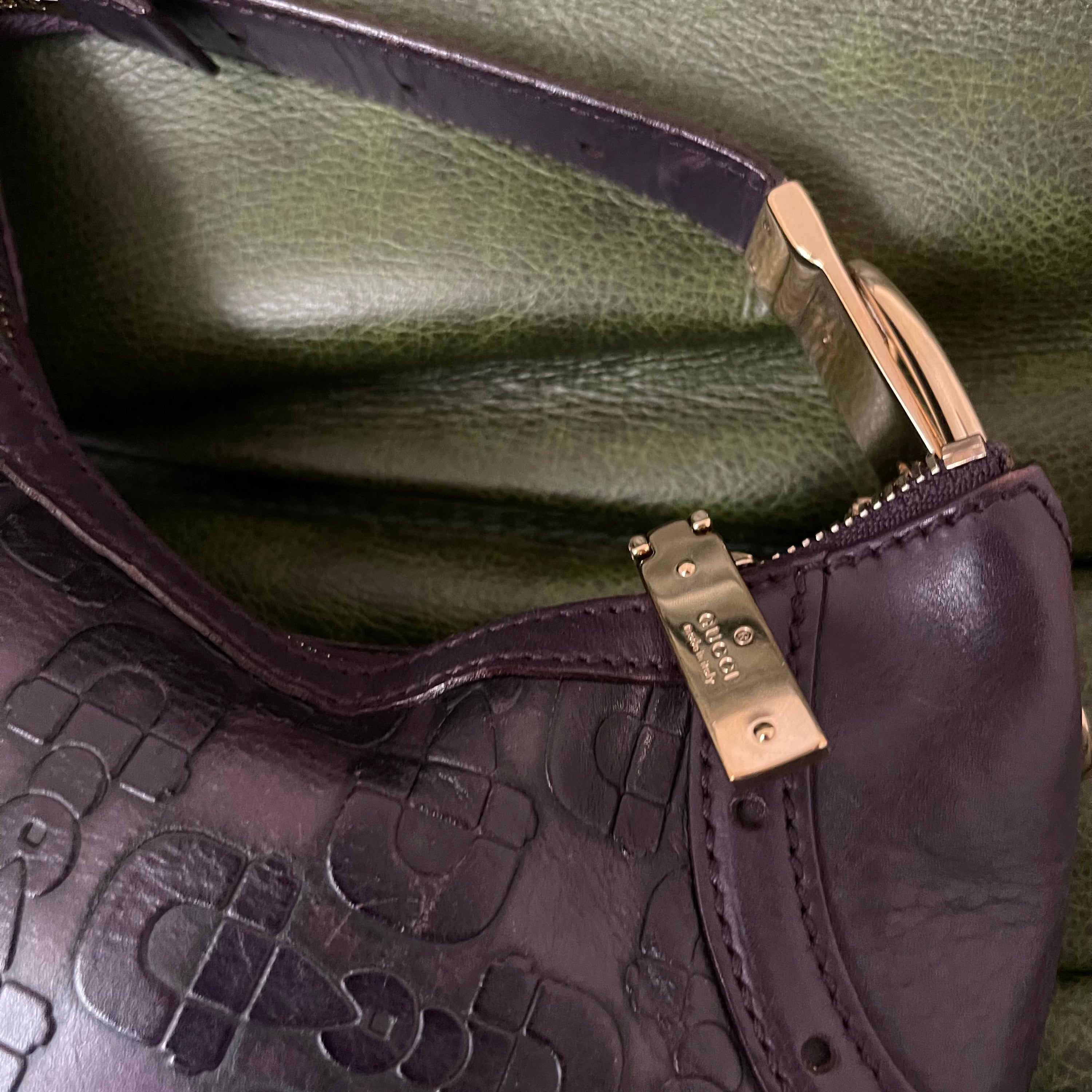 Gucci Horsebit Mini Glam Hobo Purple Leather Bag