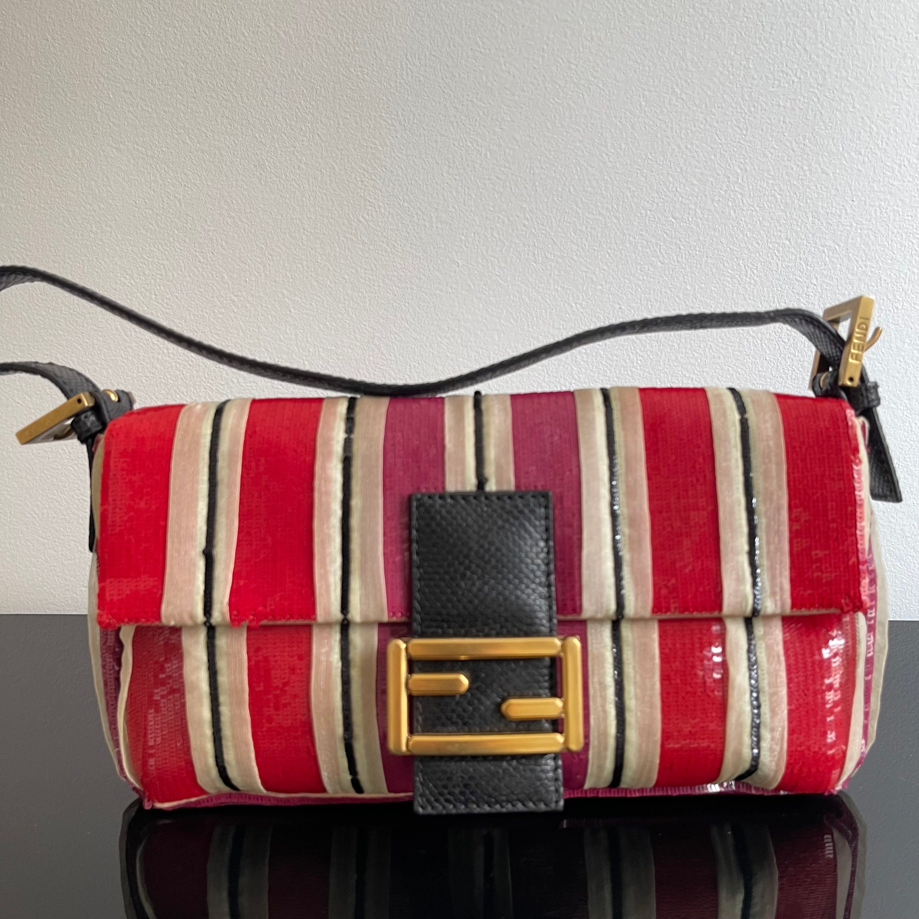 Fendi Sequined Stripes Baguette Bag