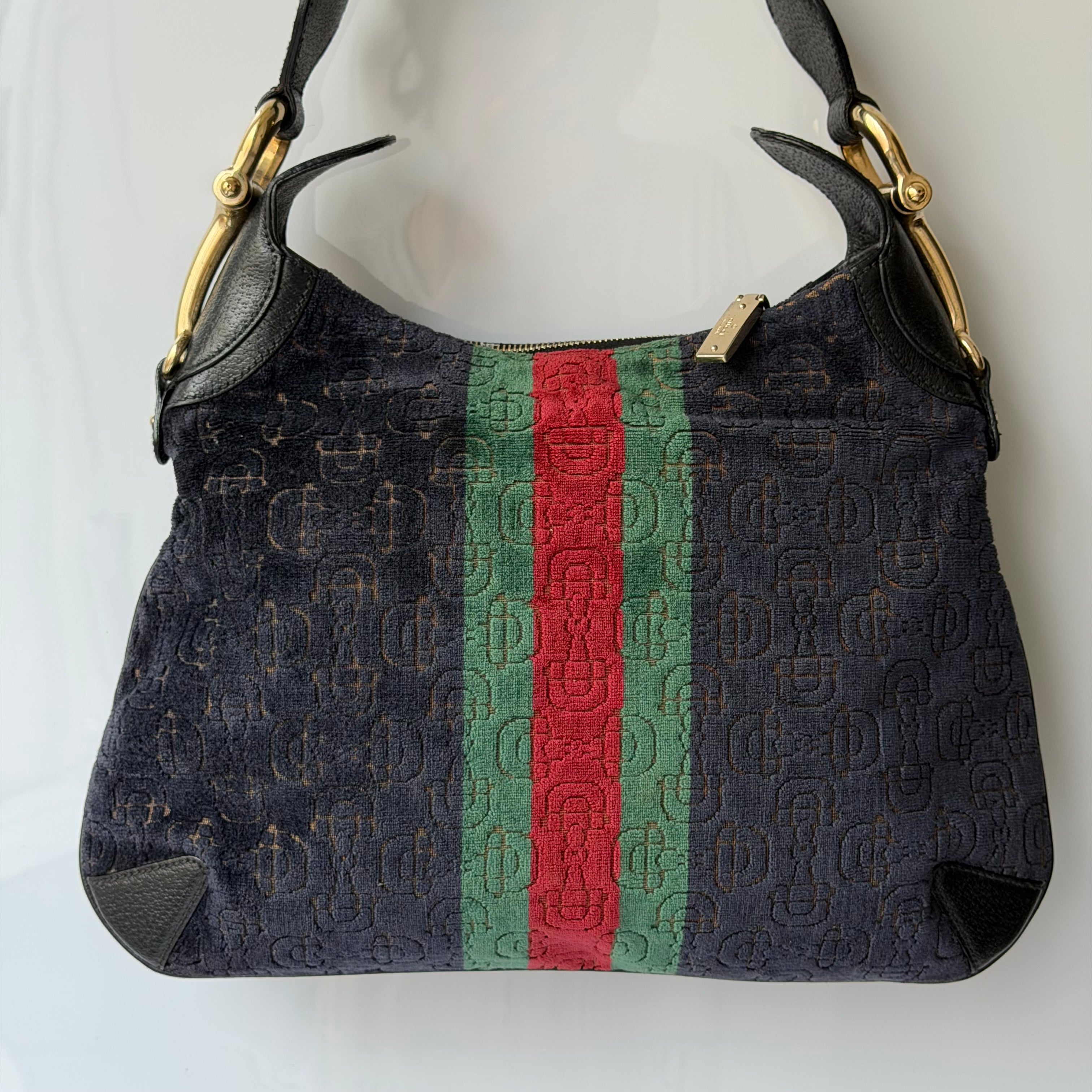 Gucci Heritage Horsebit Velvet Hobo Bag