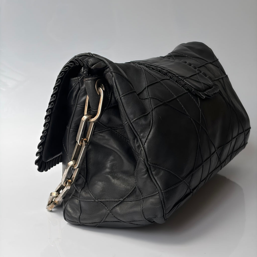 Christian Dior Cannage Ruffle New Lock Flap Bag