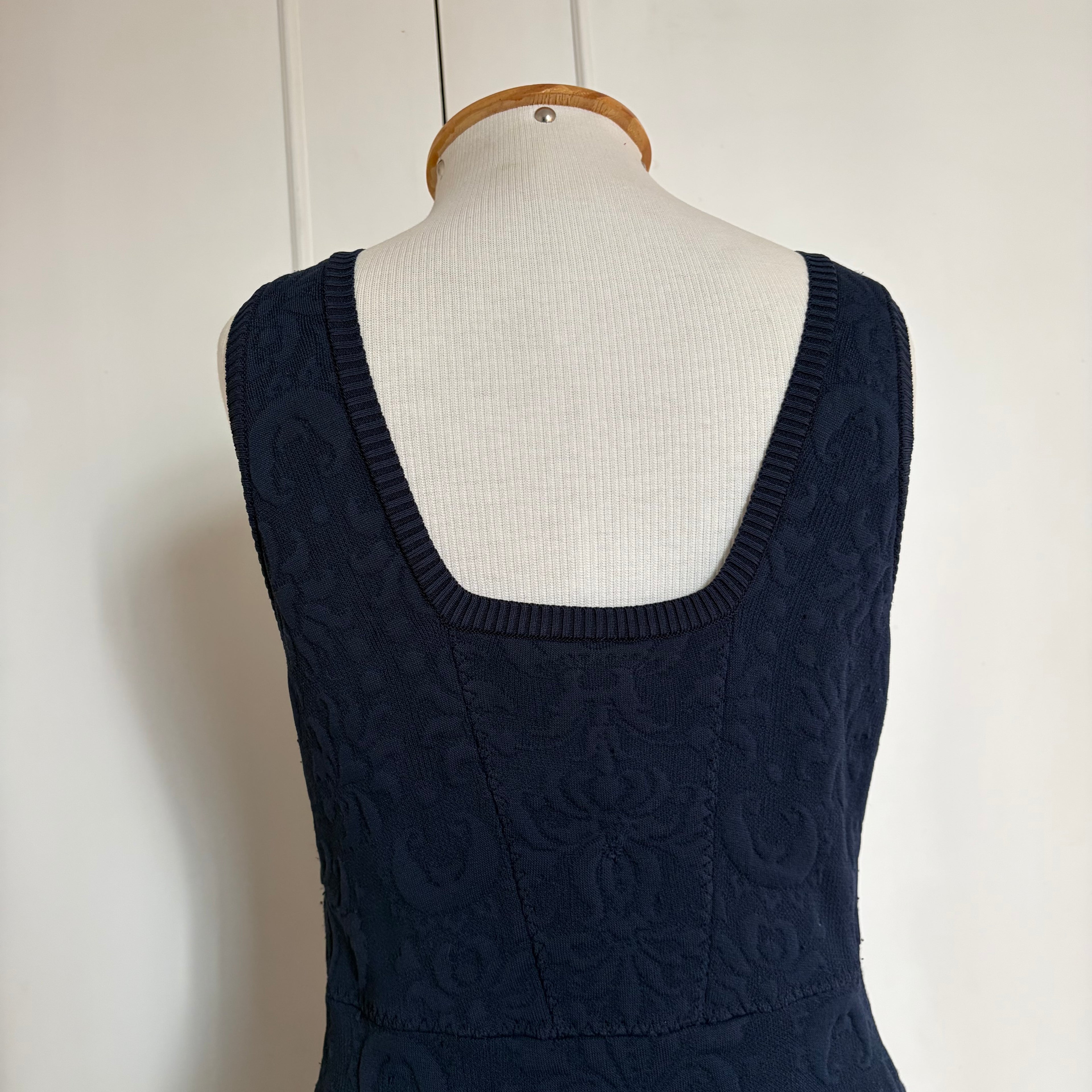 Chanel Blue Embossed Jacquard Knit Dress
