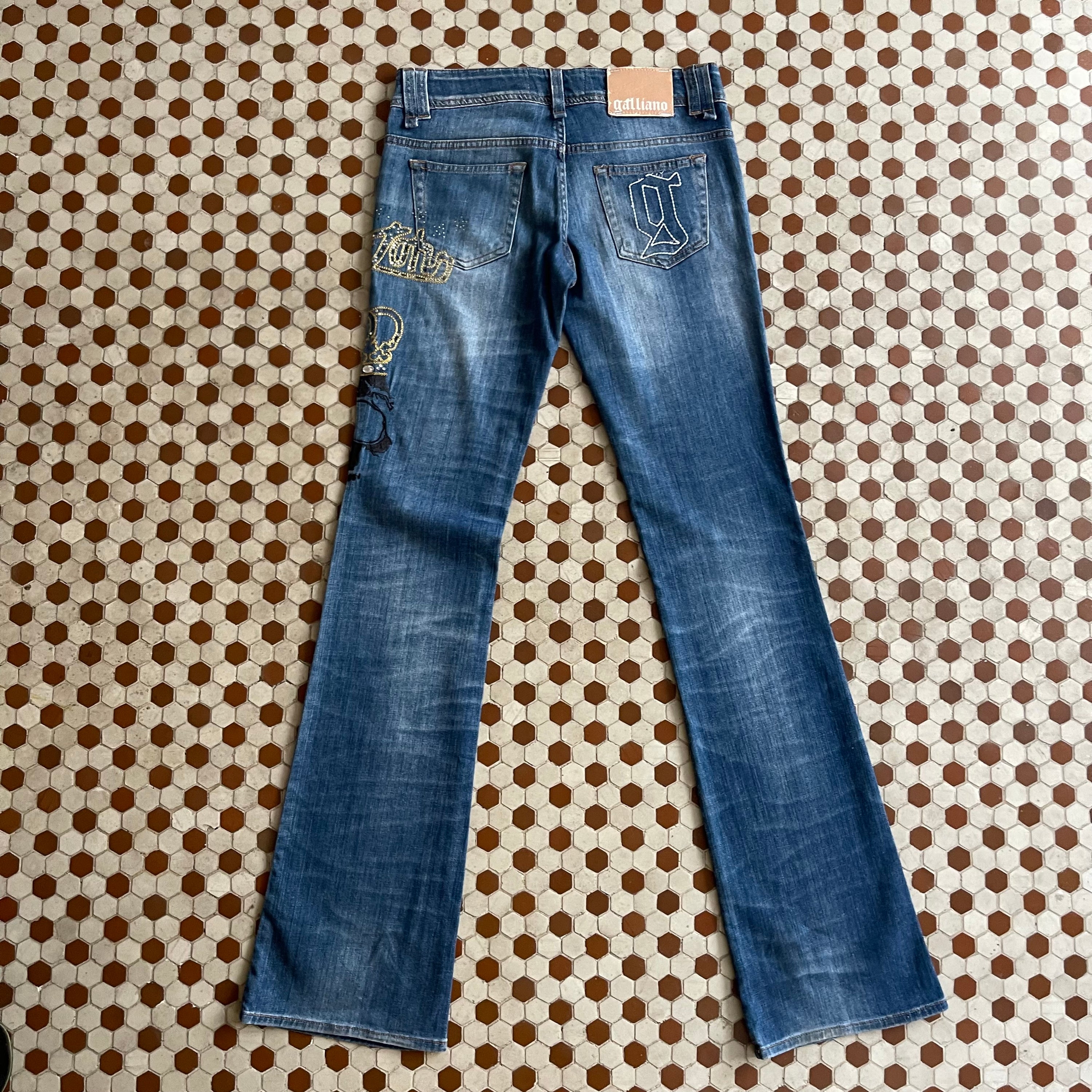 John Galliano 90’s Embroidered Denim Pants