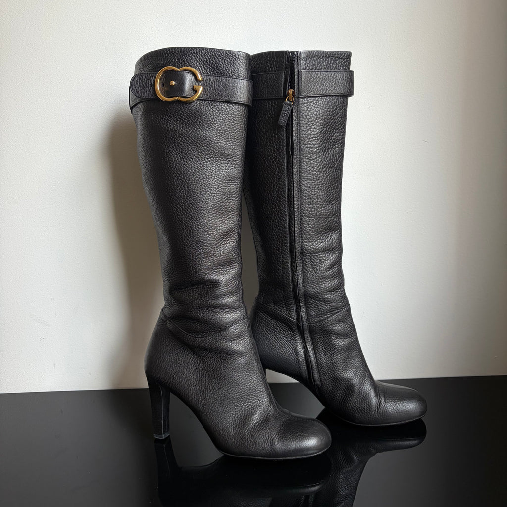Gucci Double G Logo Leather Boots