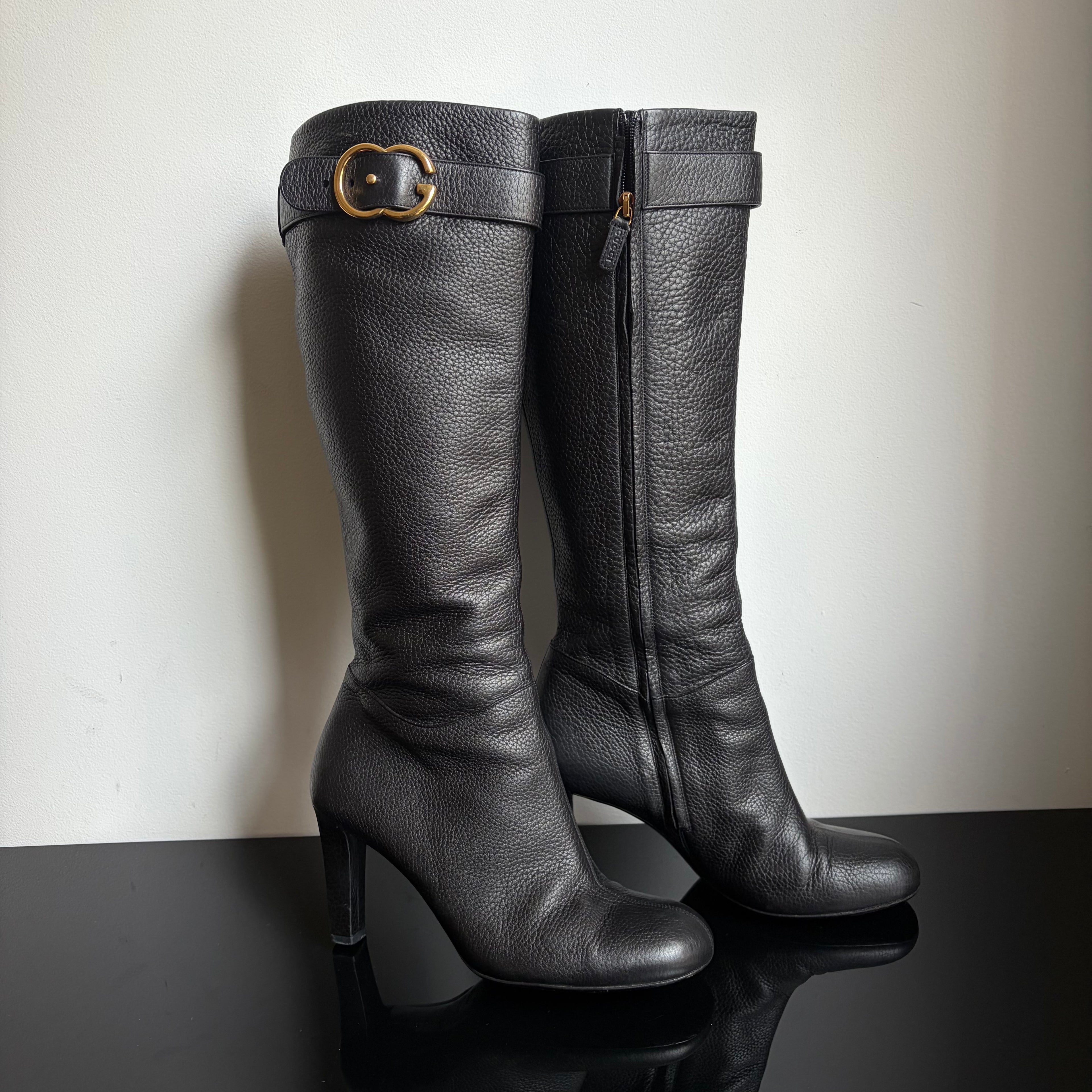 Gucci Double G Logo Leather Boots
