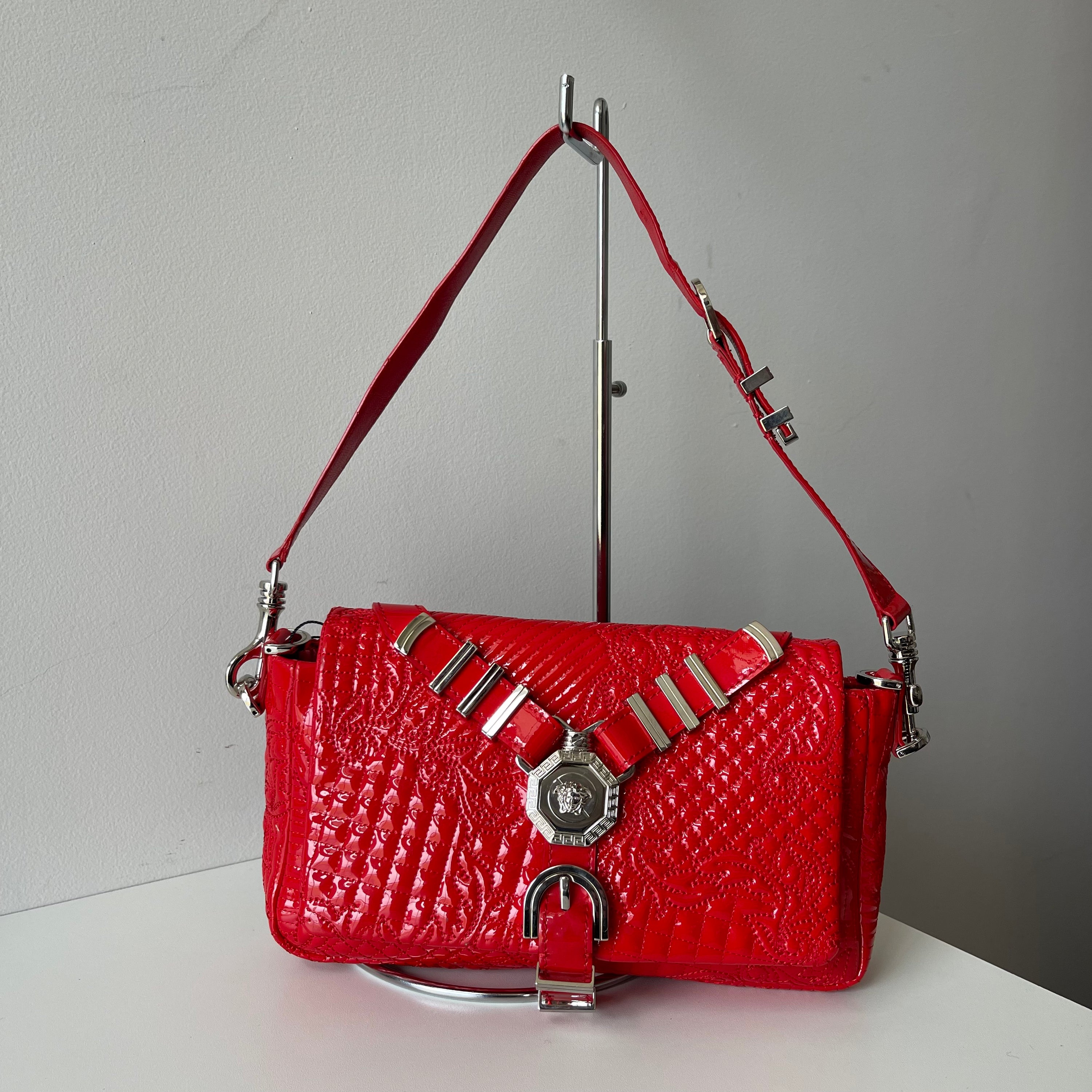 Versace Harness Red Patent Leather Bag